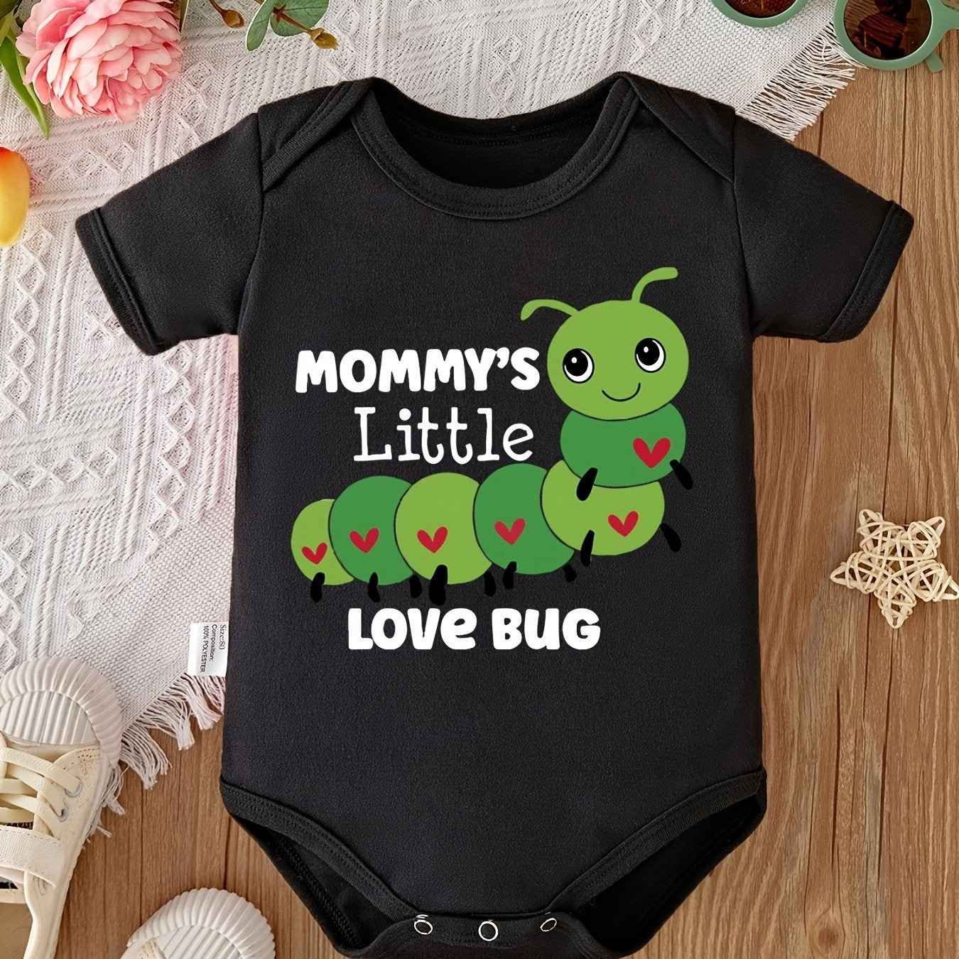 Mommy's Little Love Bug Caterpillar Print Onesie Soft Polyester Perfect For Newborns