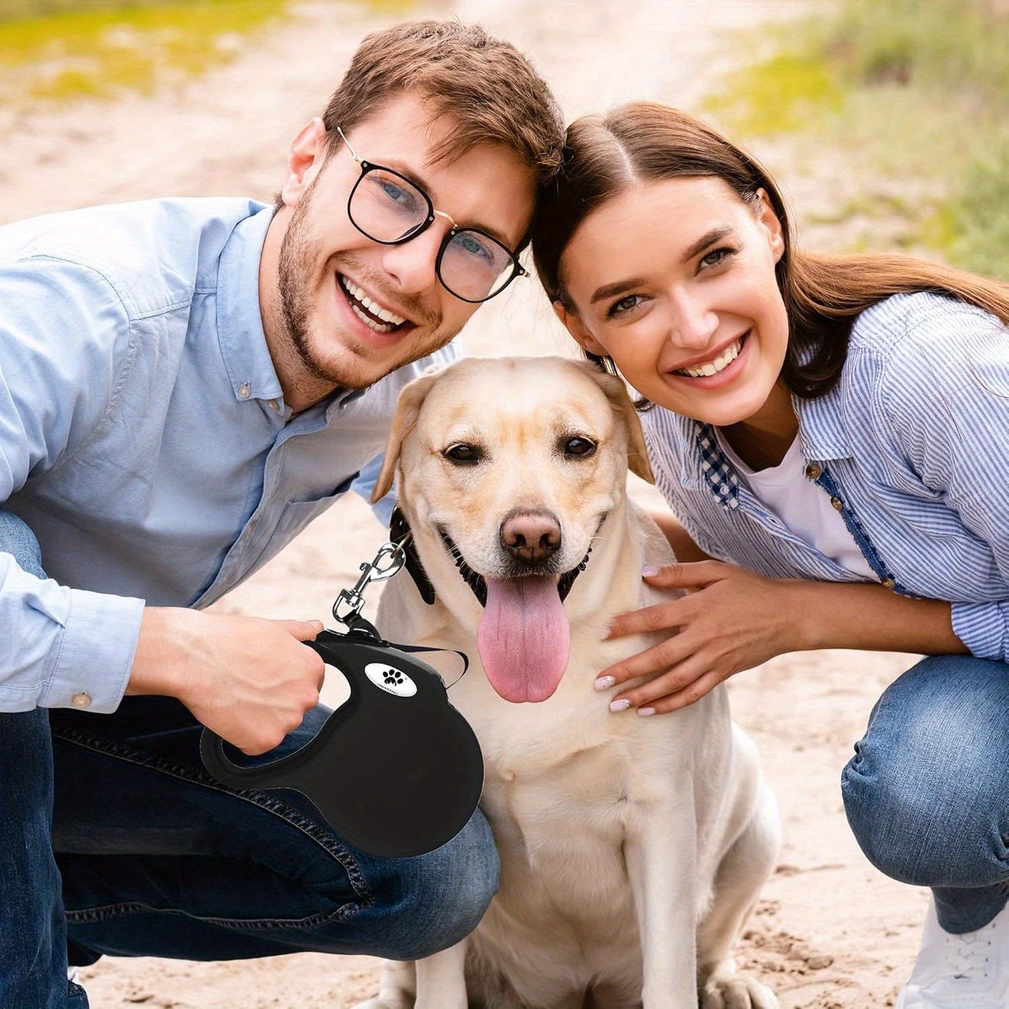 4pcs, Retractable Dog Leash Heavy Duty for Large Dogs(110lbs), Tangl Free Nylon Tape, Black