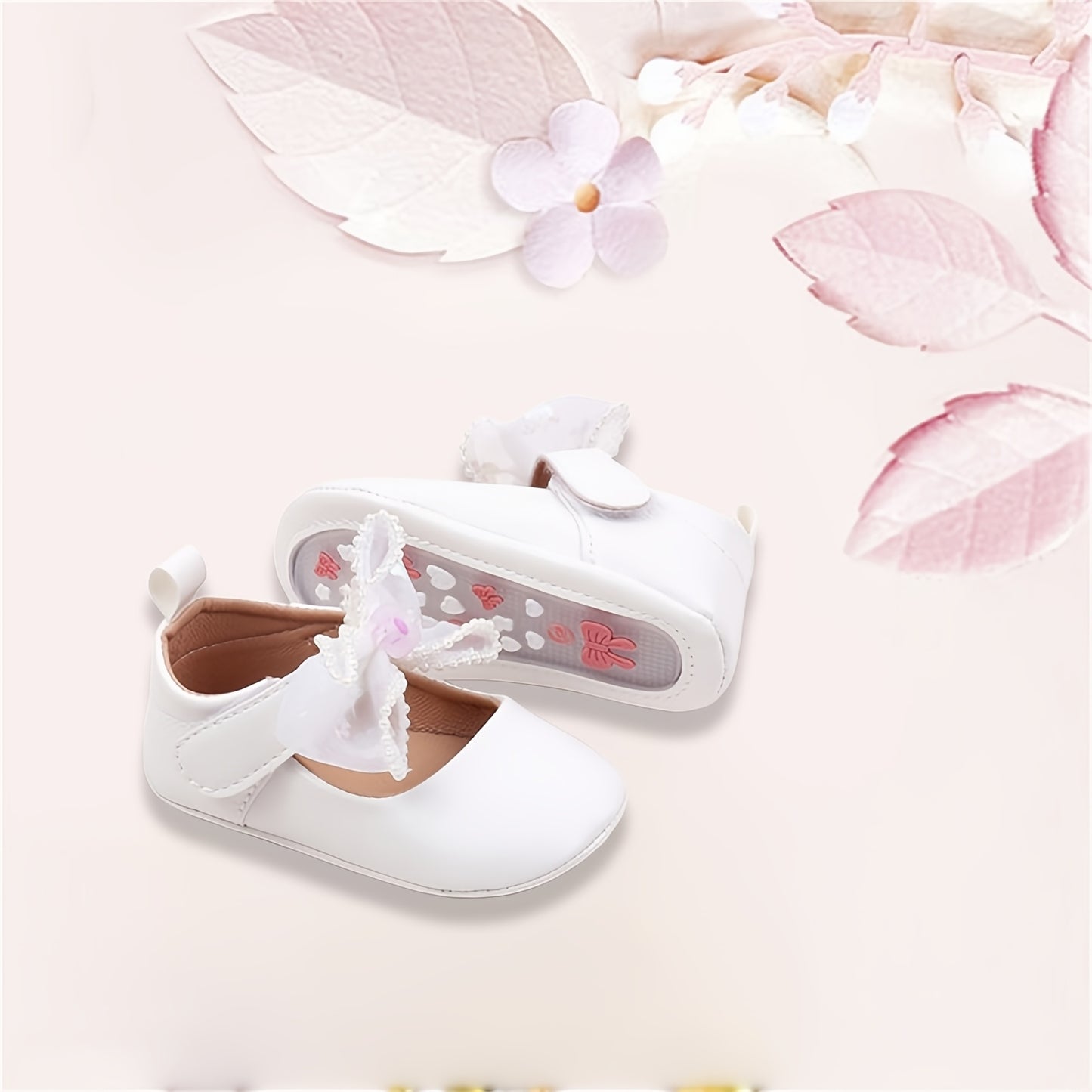 Infant Baby Girls Wedding Dress Shoes Bow Ballet Flats Mary Jane First Walkers For Newborn Baptism