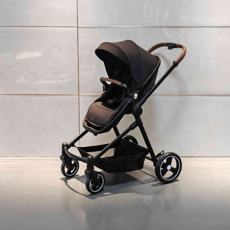 Ataucjin 2-in-1 Lightweight Stroller with Removable Seat, Cup Holder, Harness & Large Storage Basket – Shock Absorbing Travel Stroller for Youngsters to Youngsters 1-3, Black & Brown Design, Travel Stroller | Stylish Mixed