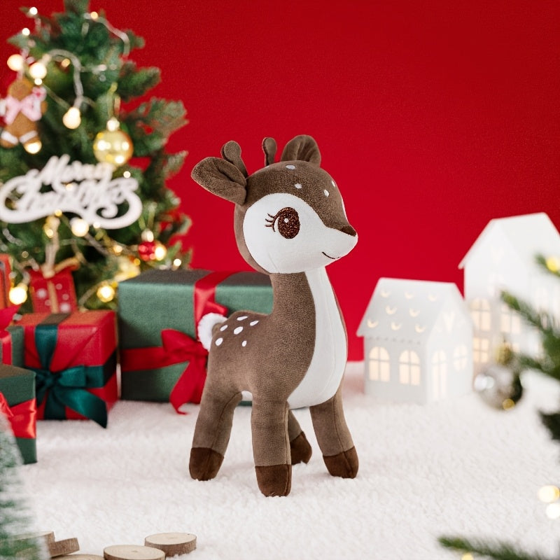 Adorable 12 Inch Brown Deer Plush Toy Soft Fabric Perfect Gift for Kids and Decor