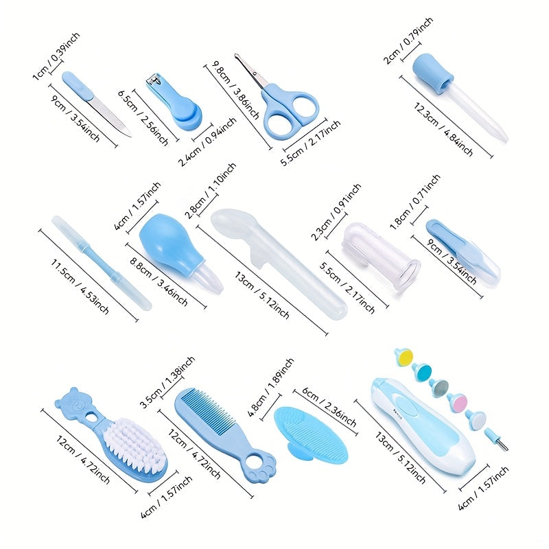 Youngsters Beauty Set Safety Care Kit with Hair Brush Nail Clippers and Nose Aspirator