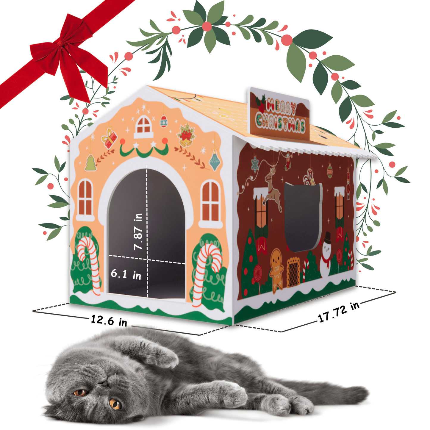 Cardboard Cat House with Scratch Pad Premium Quality Indoor Playhouse for Cats