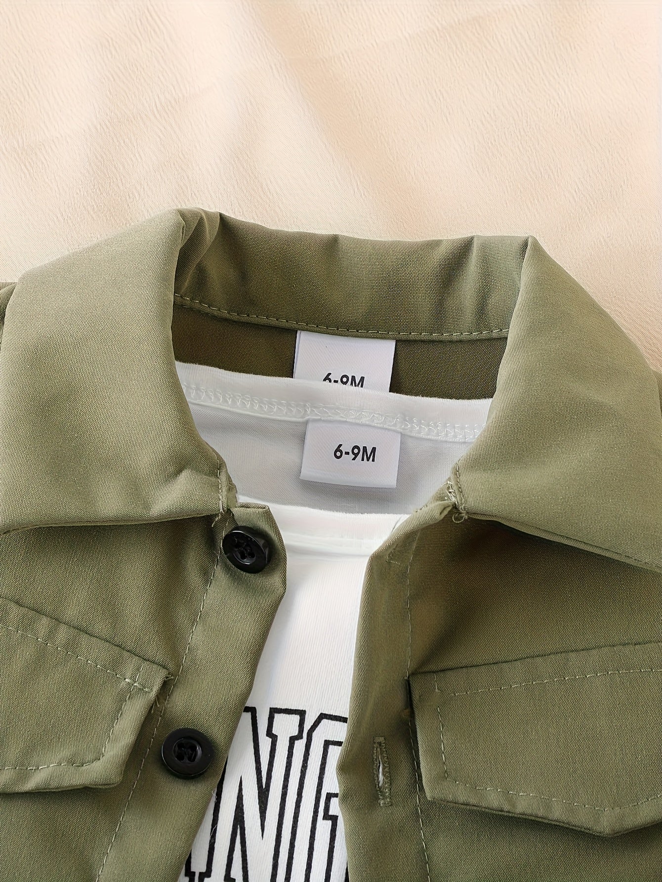 Three-Piece Short Sleeve Set with Letter Prints for Boys Infants Perfect for Spring Summer