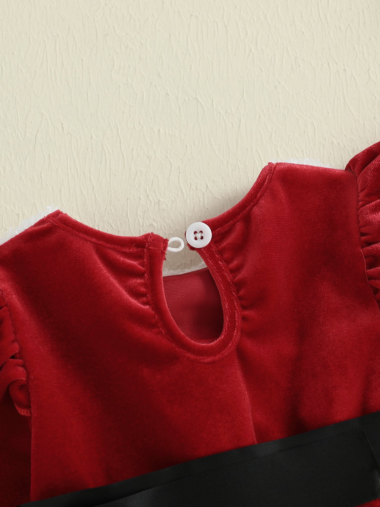 Infant Newborn Baby Girls Christmas Romper Dress Plush Patchwork Long Sleeve Jumpsuits and Cute Santa Hat Set Fall Winter Outfits, Perfect for Outdoor