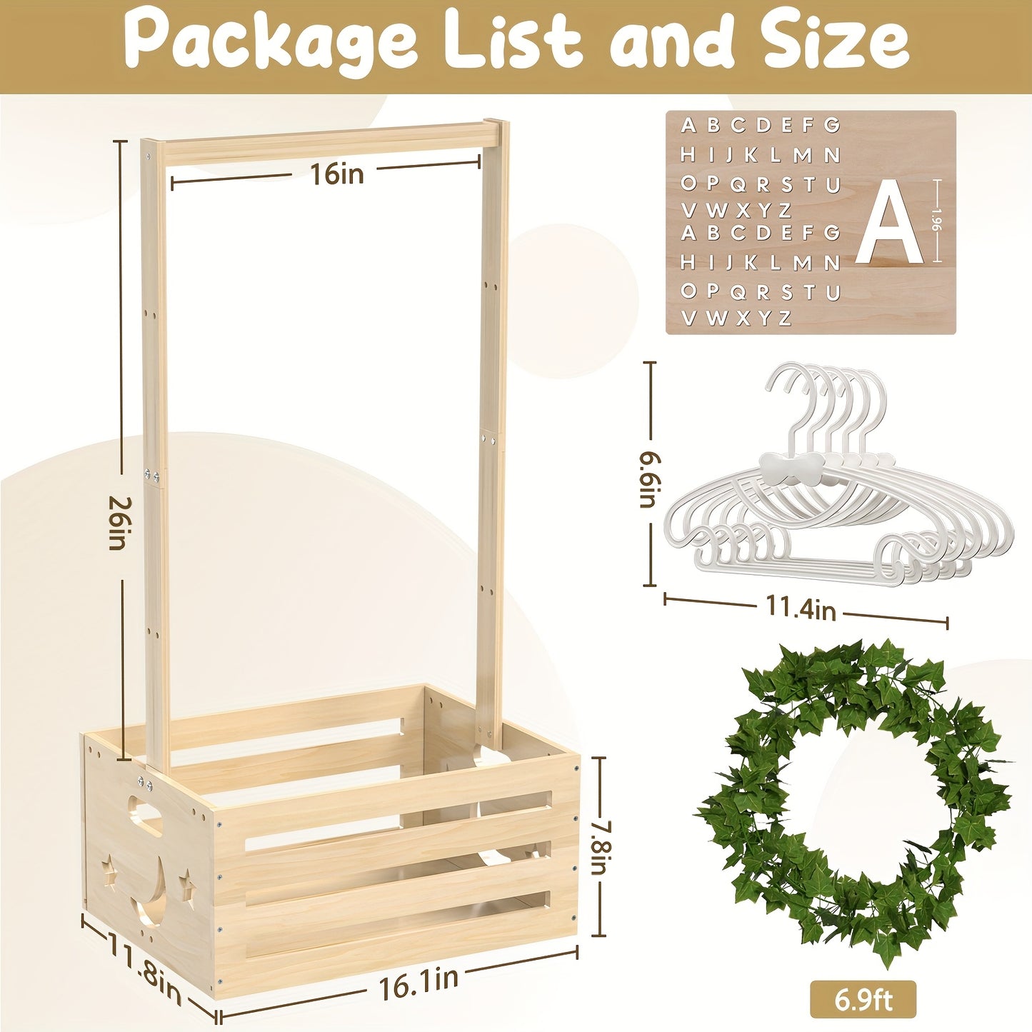 Shower Closet & Storage Basket DIY Alphabet Letters, Dual Rod System, Easy Assembly, Perfect for Baby Showers & Nursery Organization Mother's Day