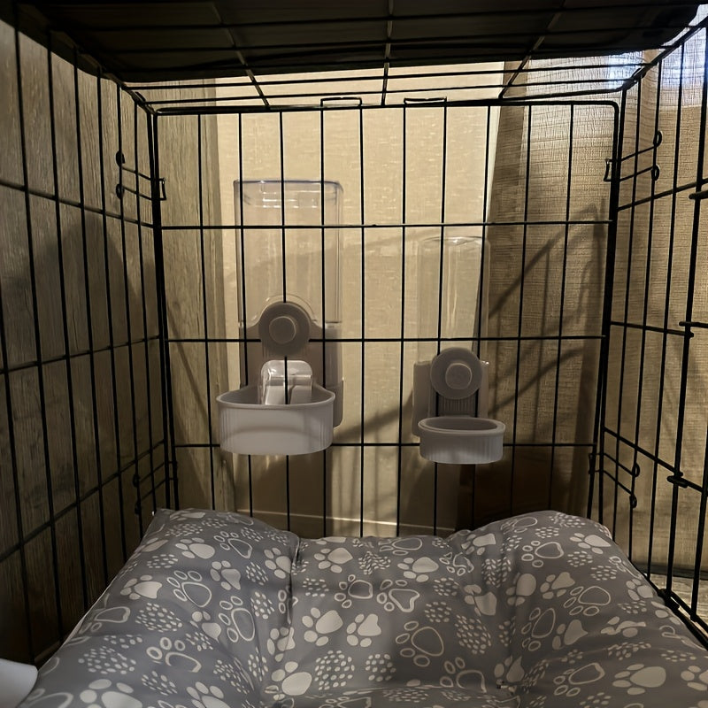 Automatic Hanging Gravity Pet Feeder And Water Dispenser Set With Cage Container Bowl