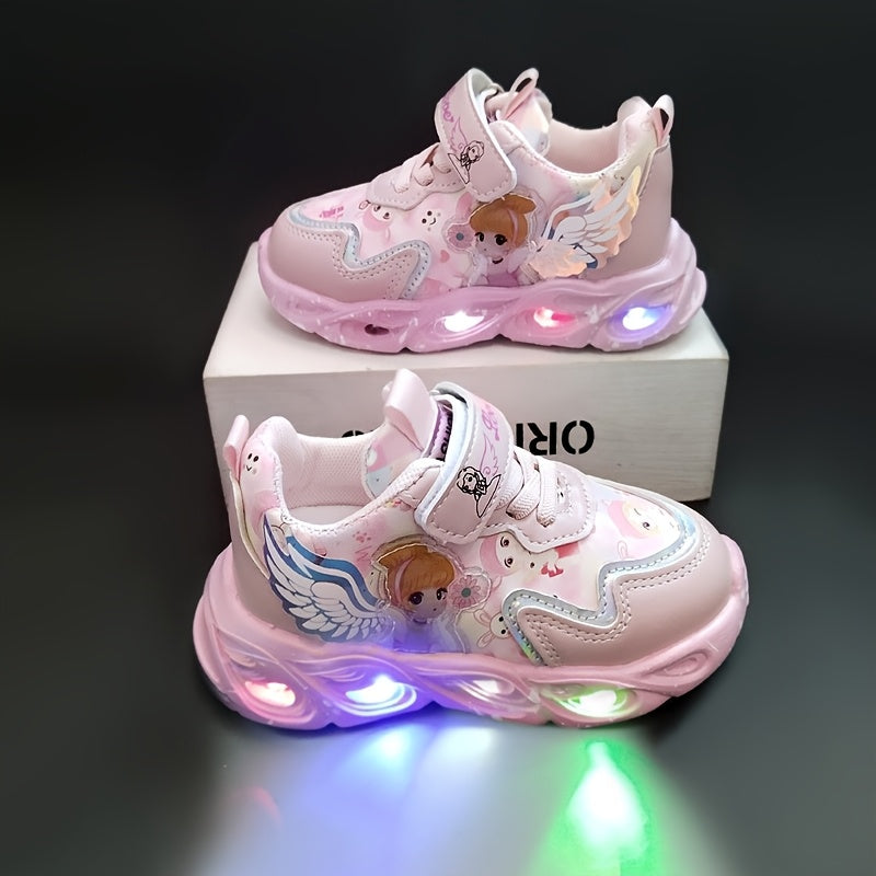 2025 Spring Autumn Girls Light Up Sports Shoes Trendy Casual Princess Sneakers