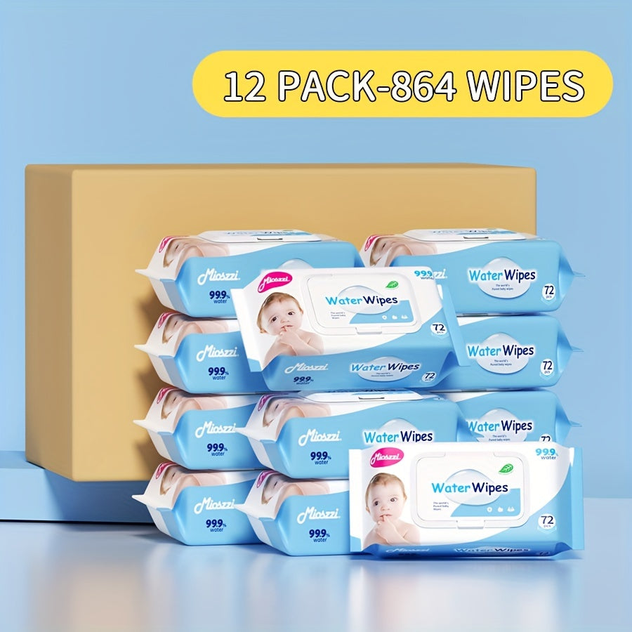 864pcs Water Wipes Pure Water Unscented & Hypoallergenic For Sensitive Skin Can Use Cleaning Wet Wipes Wipes Water Wipes 12 Packs Gifts For Family Mom - Loving Babies & Pets Shop