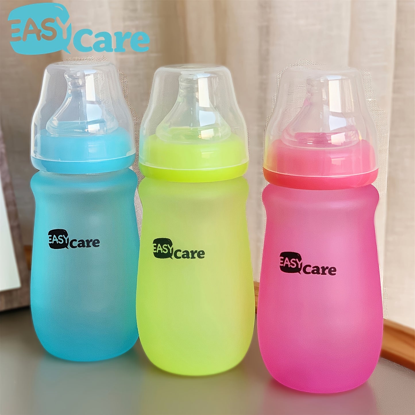 6pcs Easycare Wide Neck Glass Baby Bottles 8.4oz Spill-Proof Sippy Cups for Gifts