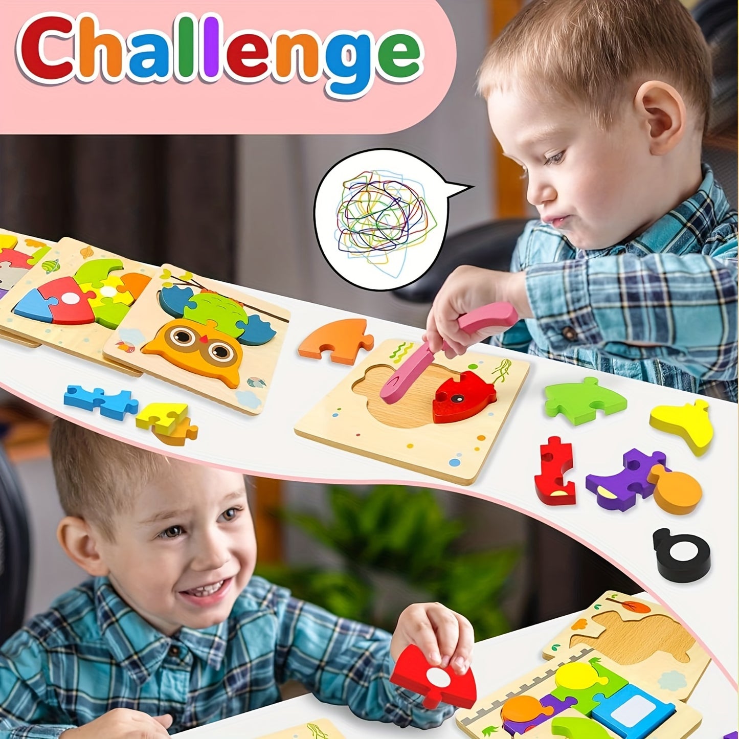 12pcs Jigsaw Puzzles for Toddlers Educational Toys for Boys and Girls Learning Fun