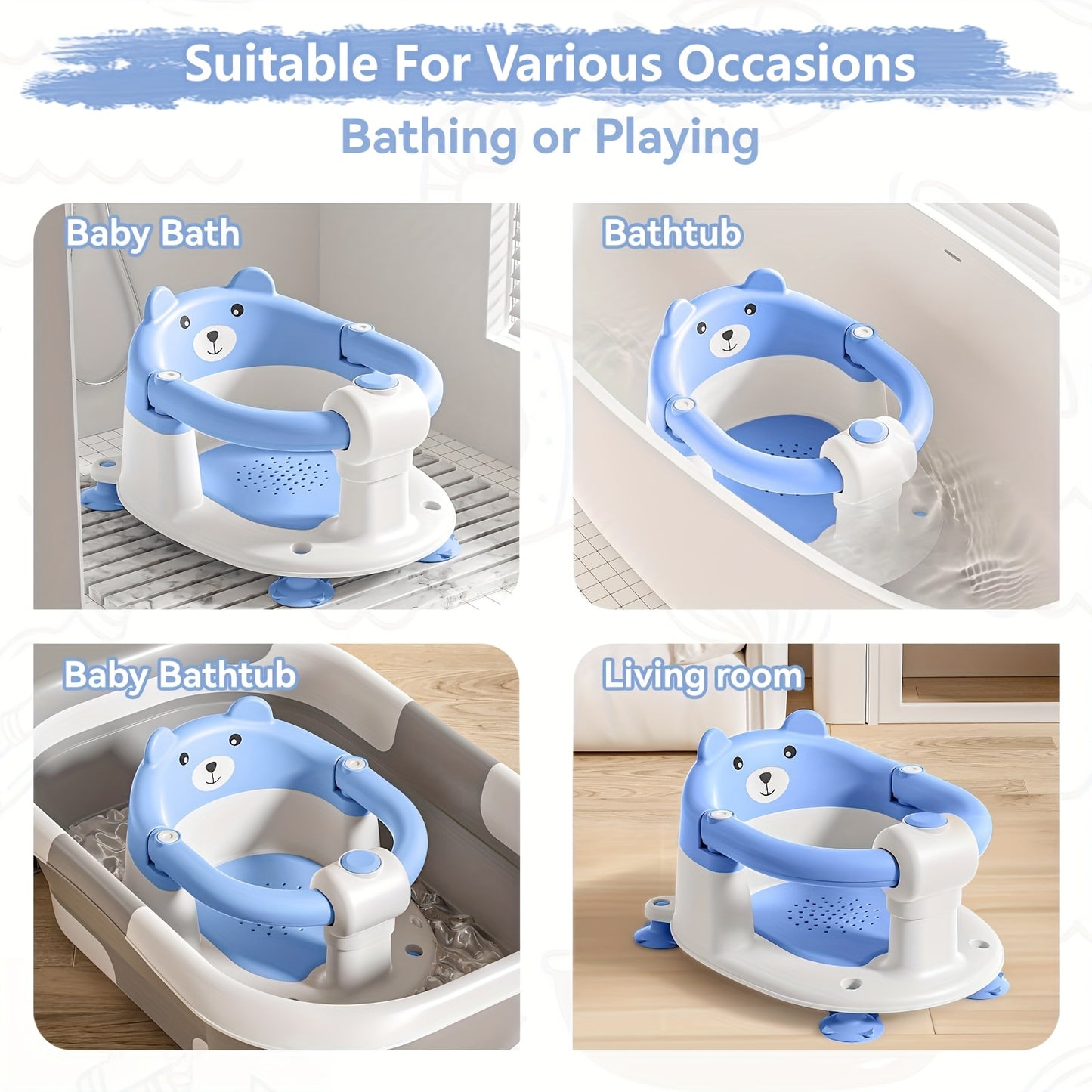 Baby Bath Seat for 6 Months and Up Non Slip Toddler Bathtub Chair with Suction Cups