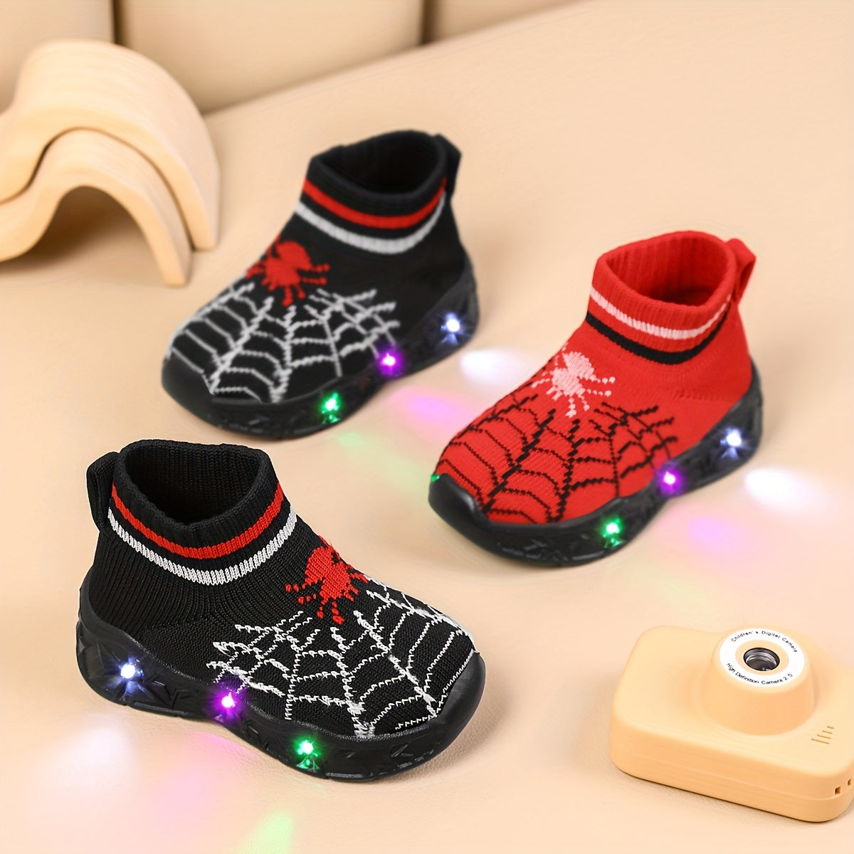 Light Up Kids Sneakers For Boys And Girls Slip Resistant Walking Shoes With Patterns