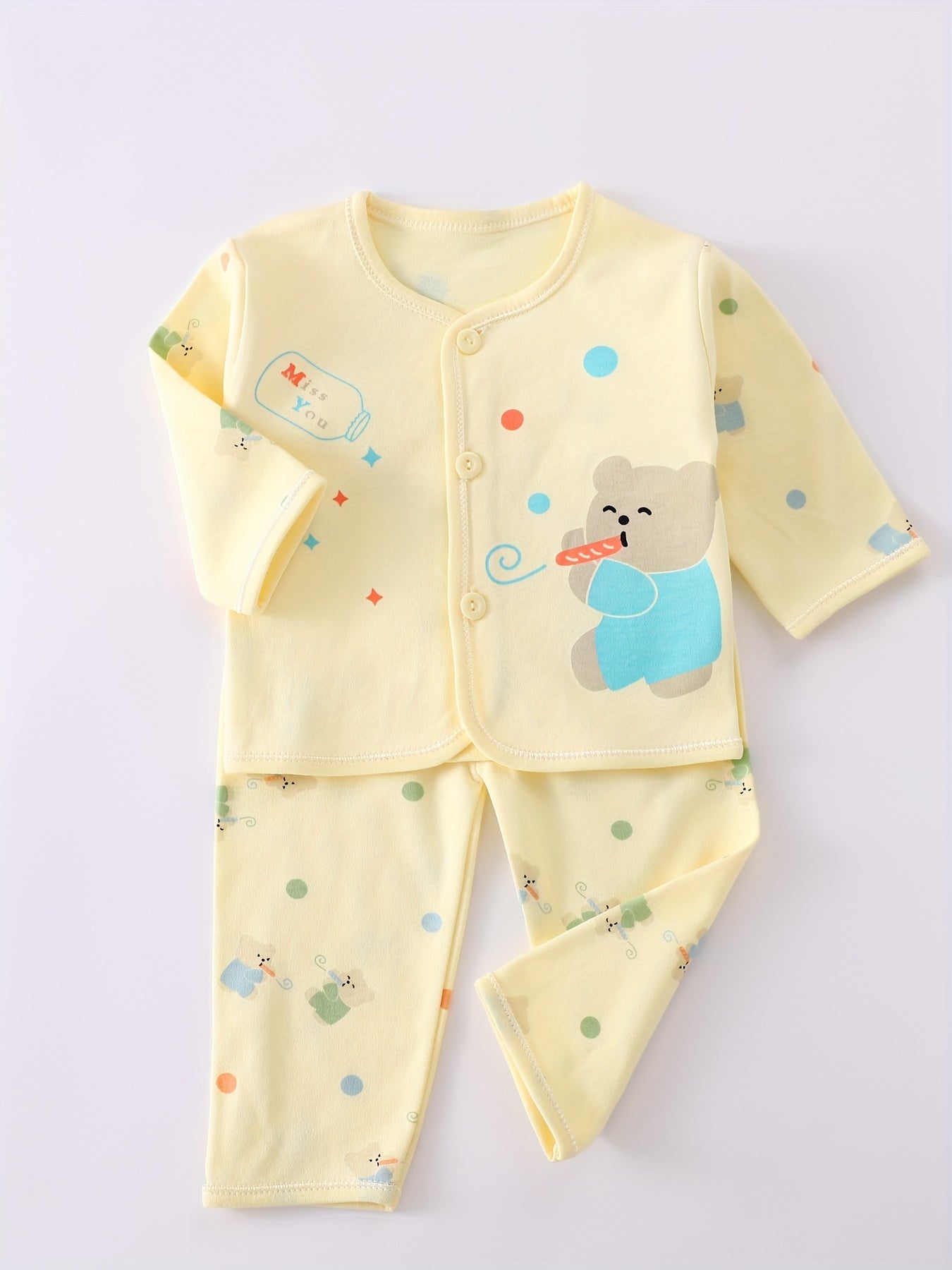 5pcs Newborn Set, Baby Autumn Pure Cotton Clothes, Cute Elephant Print, 0.0-9.84ft, with Clothes, Underwear, Hat, and Bandana Set, for Gift Giving, for Outdoor, Perfect for Outdoor