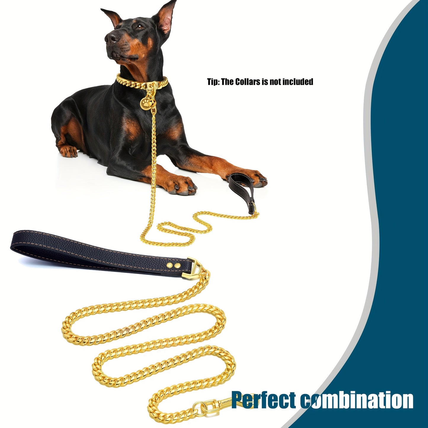 Golden Paws Stainless Steel Dog Leash – Durable and Stylish for All Dog Sizes