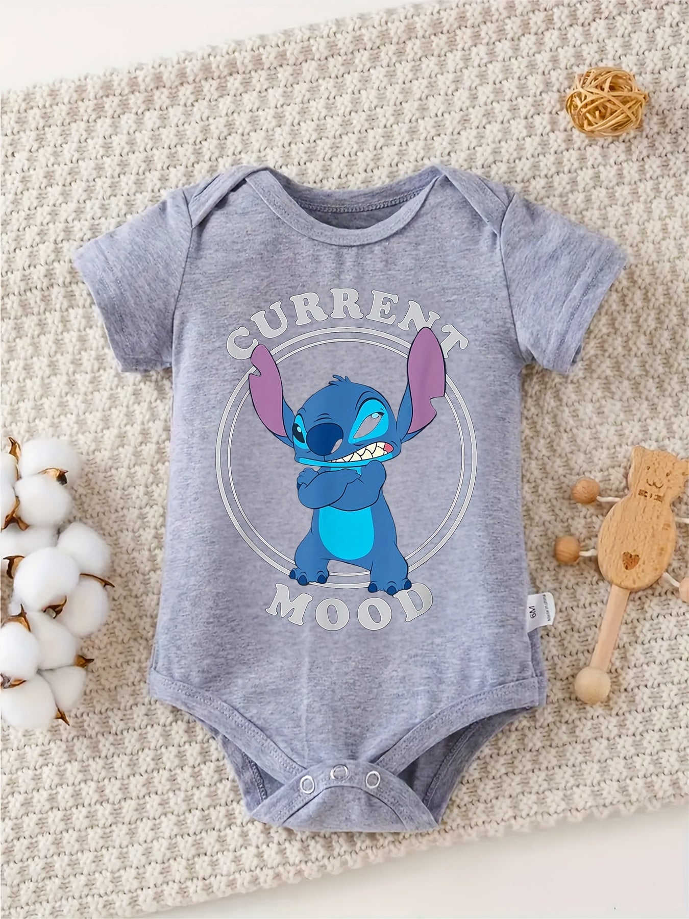 Disney Lilo and Stitch Angry Stitch Baby Crawl Clothes 100 Percent Cotton Perfect for Outdoor
