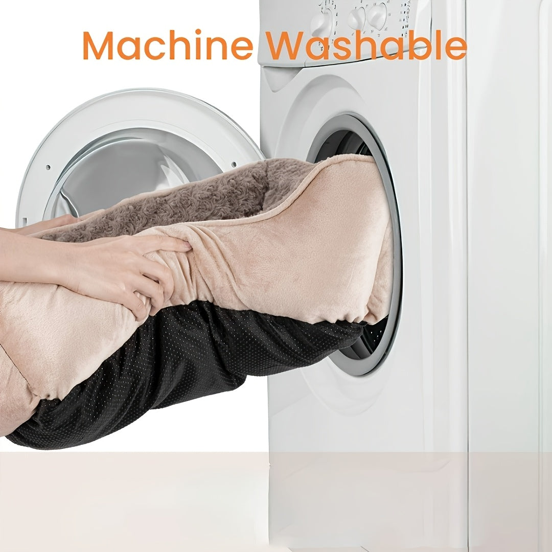Cozy Khaki Plush Dog Bed with Non Slip Bottom Machine Washable Breathable Design