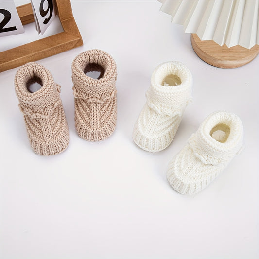 2Pairs/Pack 0.0-39.37ft Baby Knit Socks Solid Crochet Walking Socks Ins Cream White Color Short Ankle Socks for Infant Boys Clothing Birthday Gift