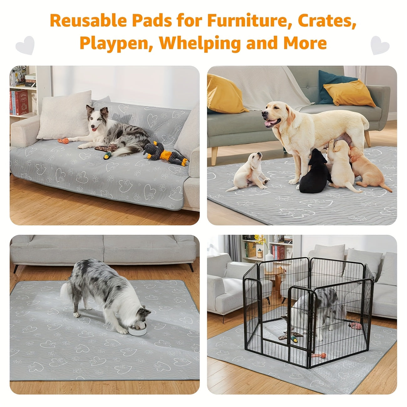 Comfortable Non-Slip Washable Pet Mat for Dogs Extra Large Reusable Odor-Resistant Pads