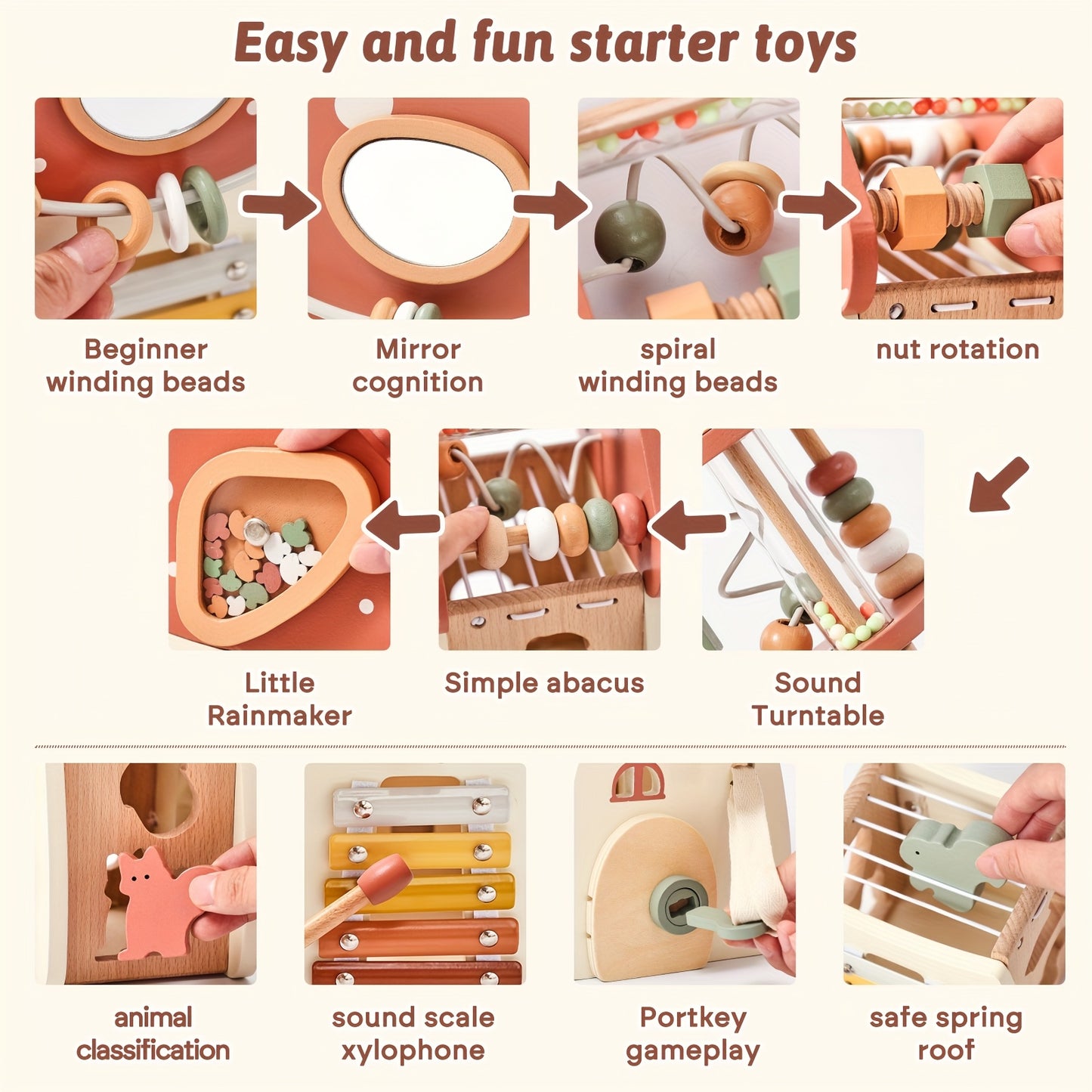 Multi-functional Mushroom Five-in-One Toy Set for Cognitive Development and Hand-Eye Coordination