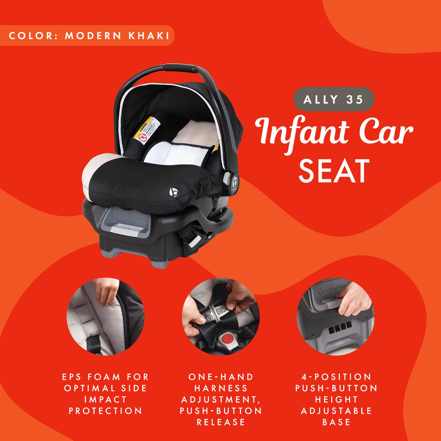 Ally Newborn Baby Car Seat Carrier Travel System with Cozy Cover for Babies Up to 35 Pounds