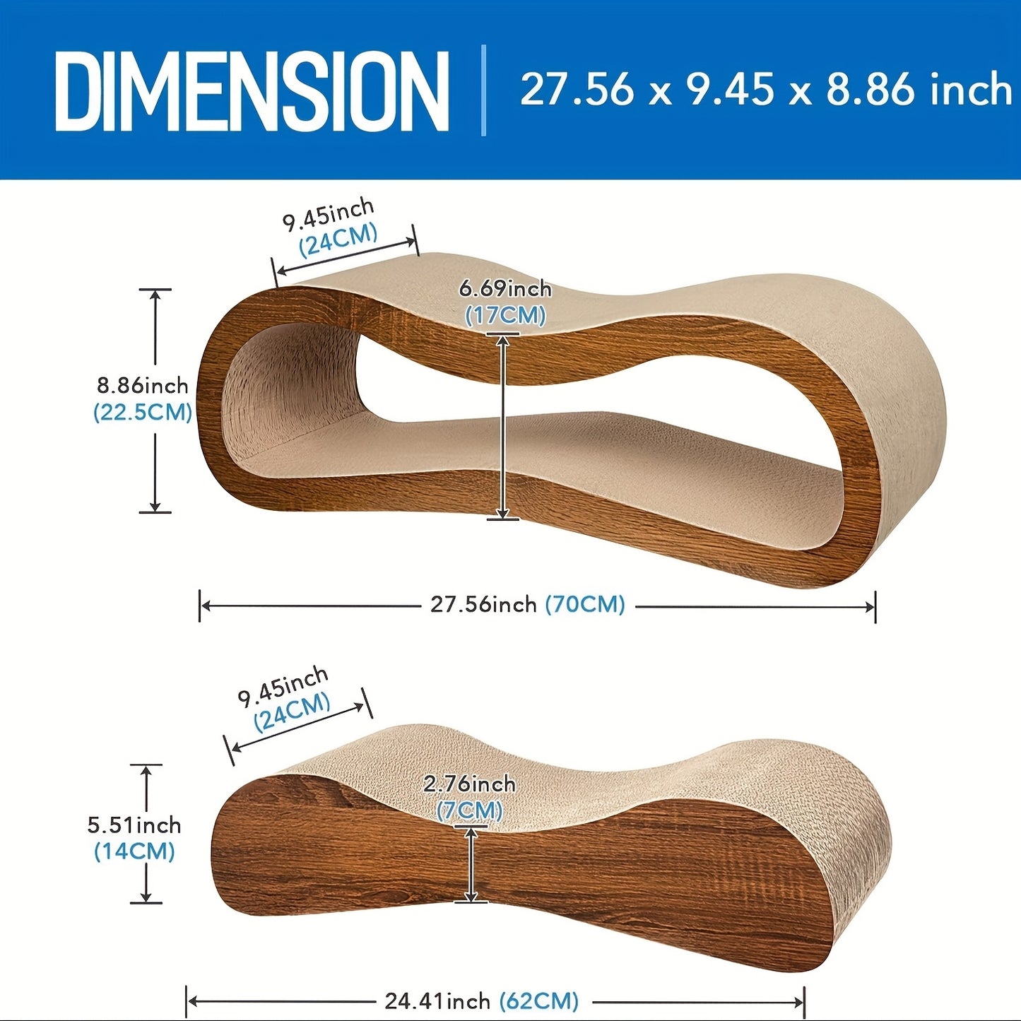 FluffyDream 2 in 1 Cat Scratcher and Lounge Bed with Reversible Design and Durable Cardboard