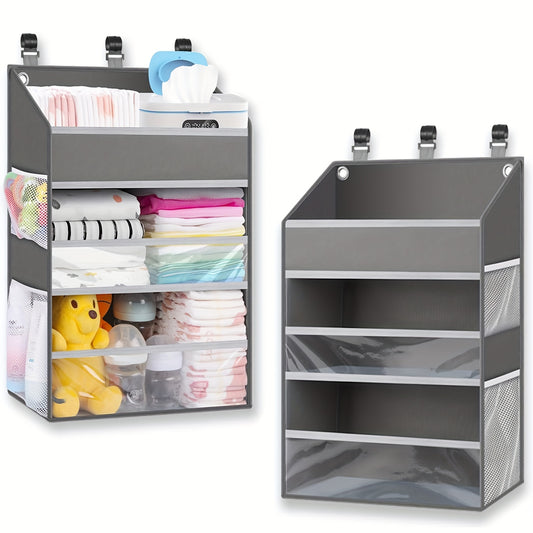 Hanging Diaper Caddy Organizer - Multiple Pockets, Baby Organizer For Nursery Accessories Changing Table Organizer And Diaper Storage - Gray - For New Parents - Suitable for Nursery, Bathroom & Changing Table - Perfect Gift f