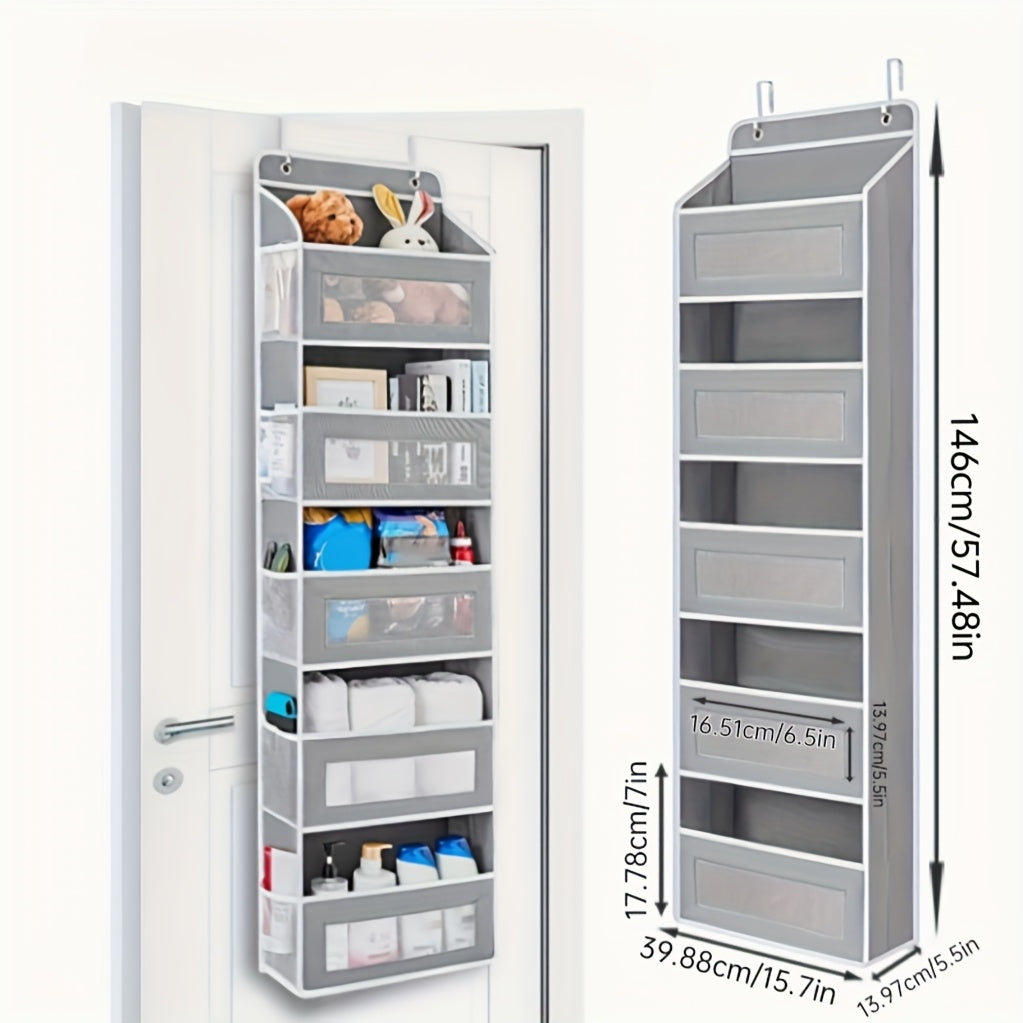 5-Tier Door Storage Rack, Foldable Wall-Mounted Storage Organizer with 5 Large Capacity Pockets |Space-Saving Design for Bedroom, Teenager's Room - Perfect for Toys, Shoes, Diapers Organizer|Clear Design| Space Efficient Stor