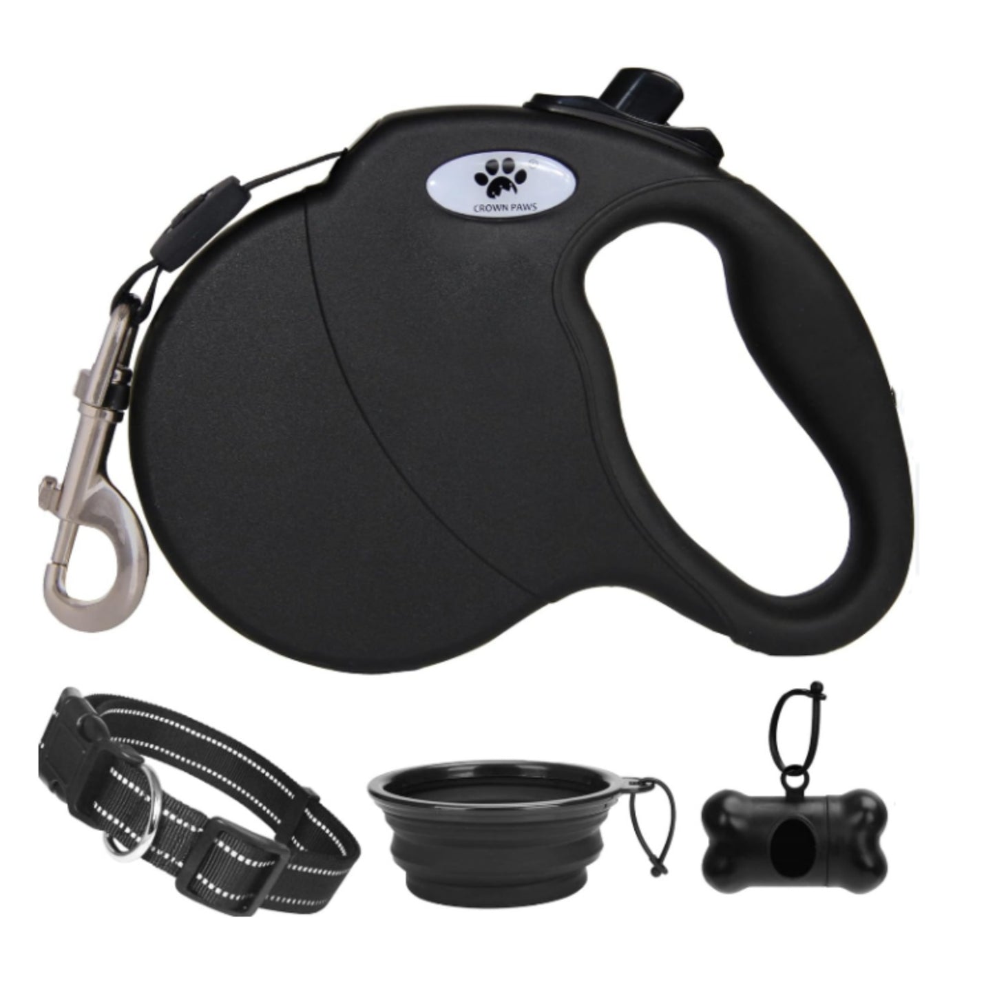 4pcs, Retractable Dog Leash Heavy Duty for Large Dogs(110lbs), Tangl Free Nylon Tape, Black