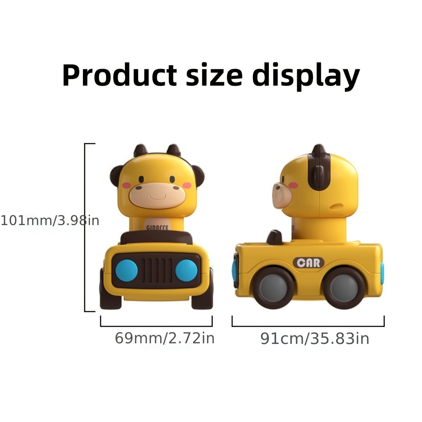 4 Sets Push to Go Inertia Animal Cars for Kids Ages 1 to 3 Interactive Toy Gift