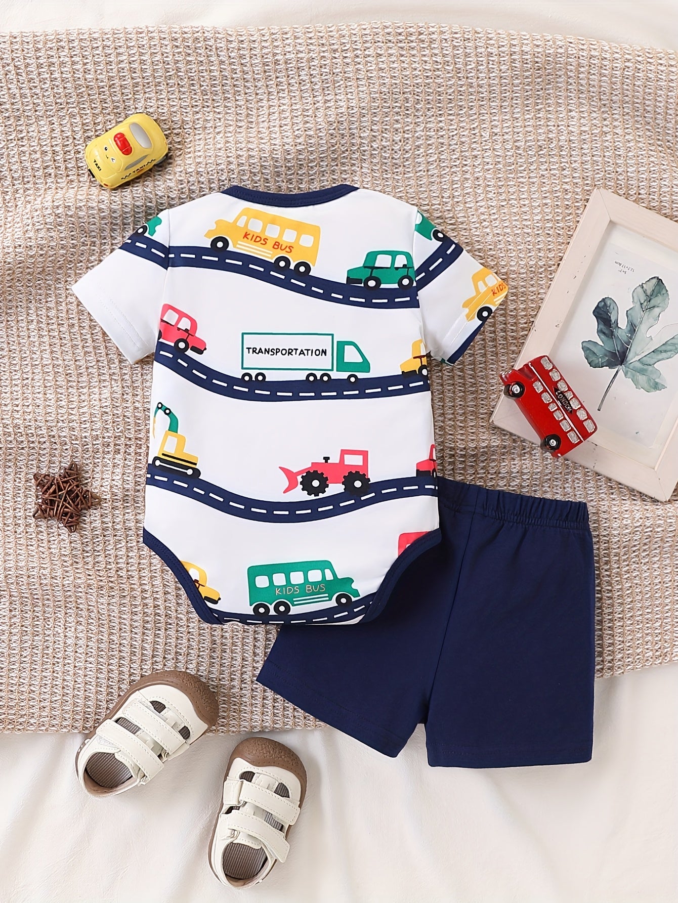 Newborn Baby Boy Clothes Short Sleeve Romper Summer Casual Infant Outfits Short Pants 2pcs Set, Perfect for Outdoor