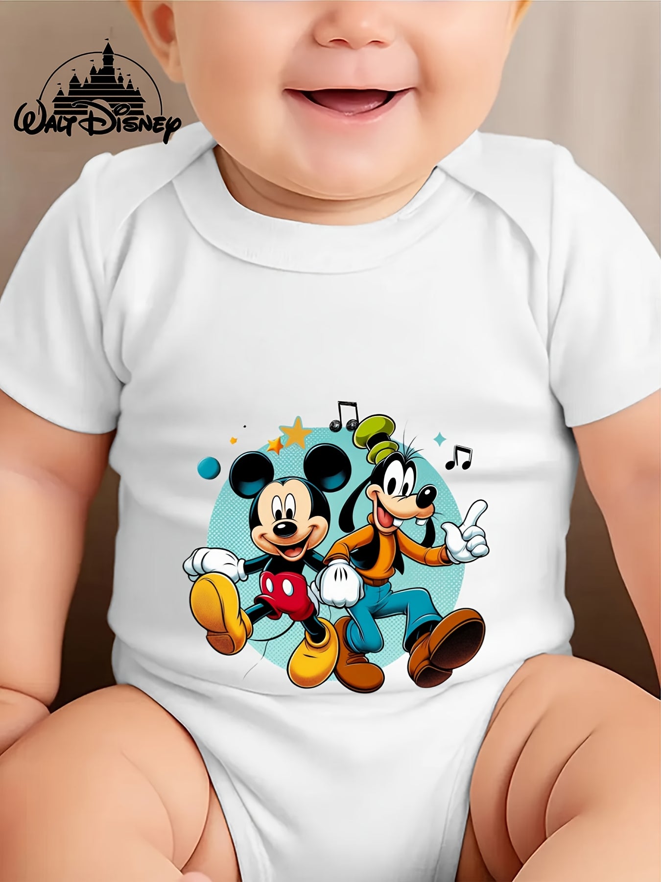 Disney Baby Mickey and Goofy Cute Printed Triangle Onesie for Outdoor Fun 0-3 Years