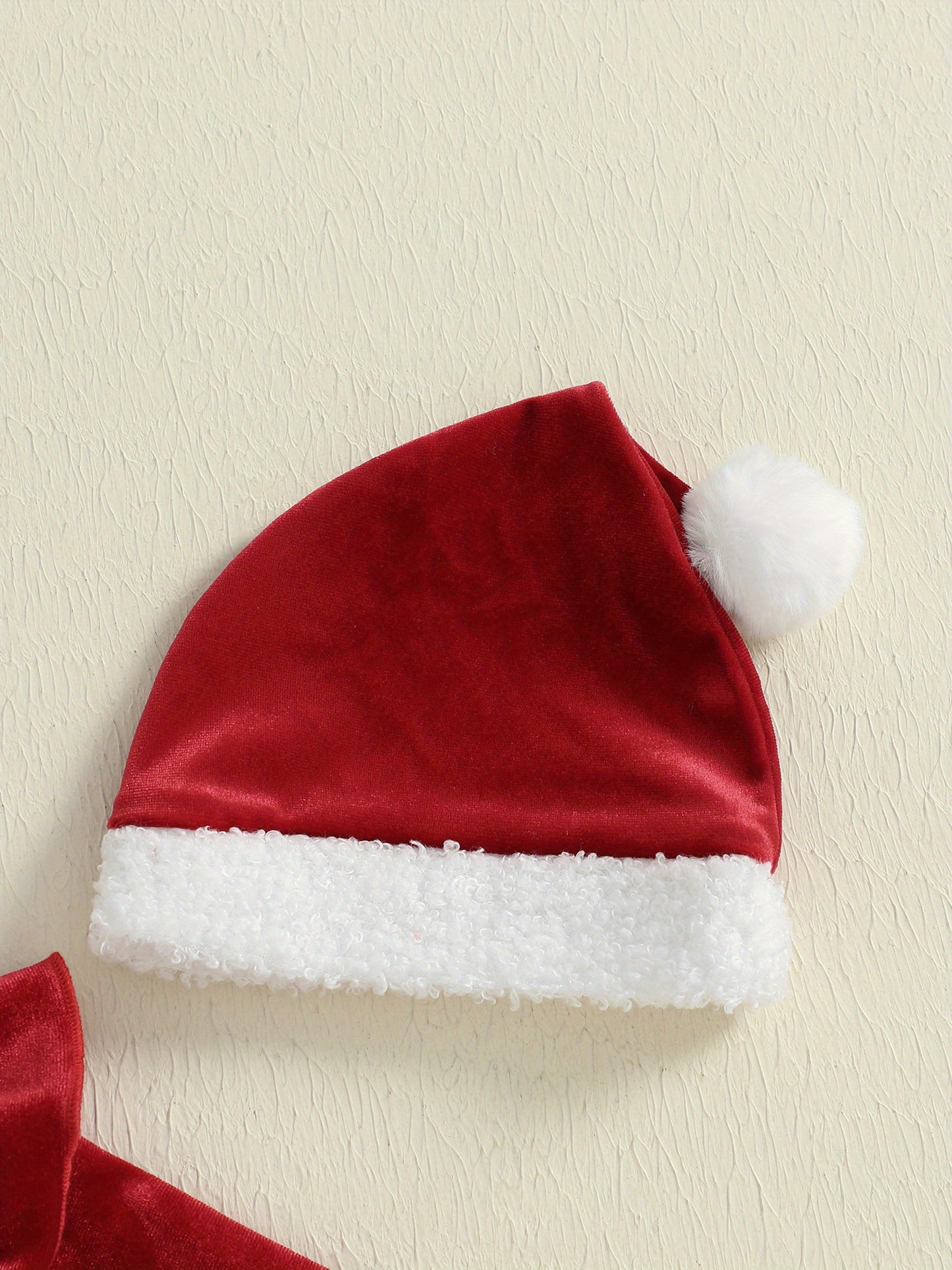 Infant Newborn Baby Girls Christmas Romper Dress Plush Patchwork Long Sleeve Jumpsuits and Cute Santa Hat Set Fall Winter Outfits, Perfect for Outdoor