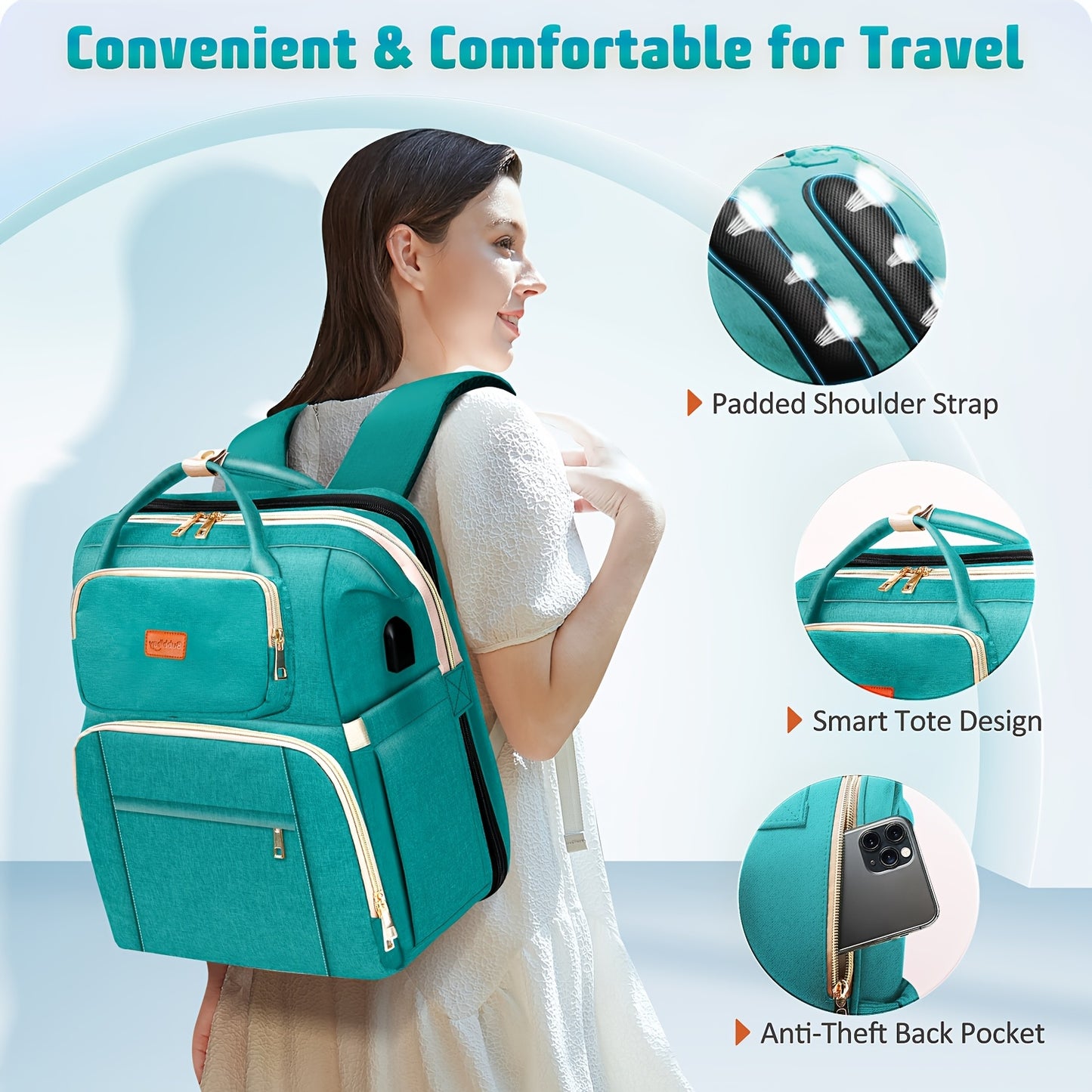 Diaper Bag Backpack with Changing Station - Multifunctional Baby Organizer for Travel