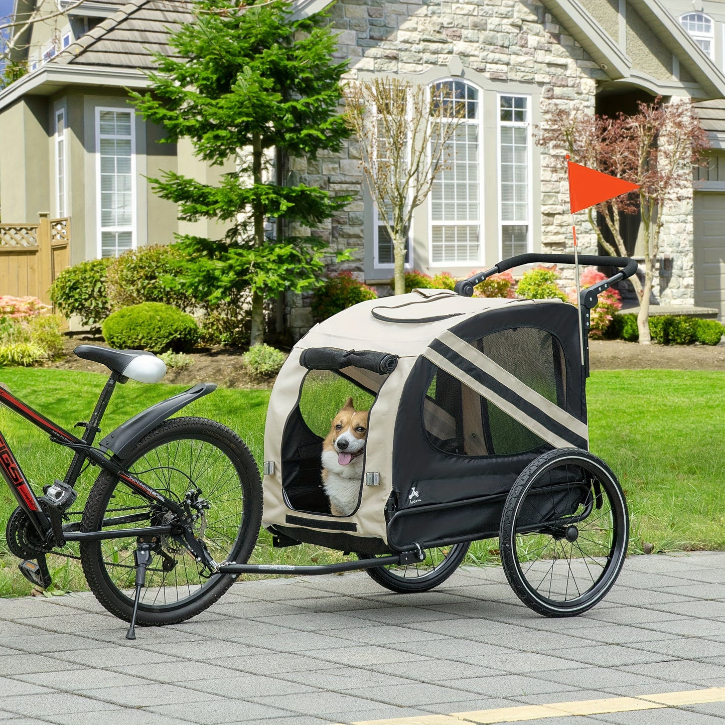 Aosom 2 In 1 Pet Bike Trailer For Small Dogs Weatherproof