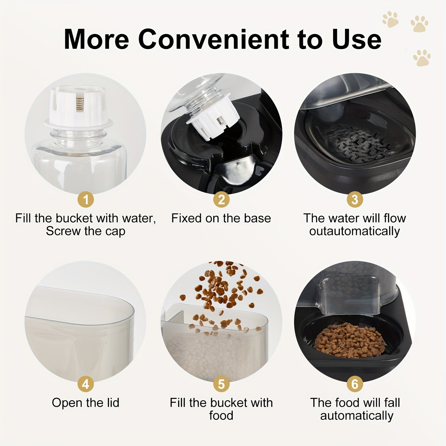 Automatic Cat Feeder And Water Dispenser Set Non Electric With Reusable Filter 1.0 Gal Capacity