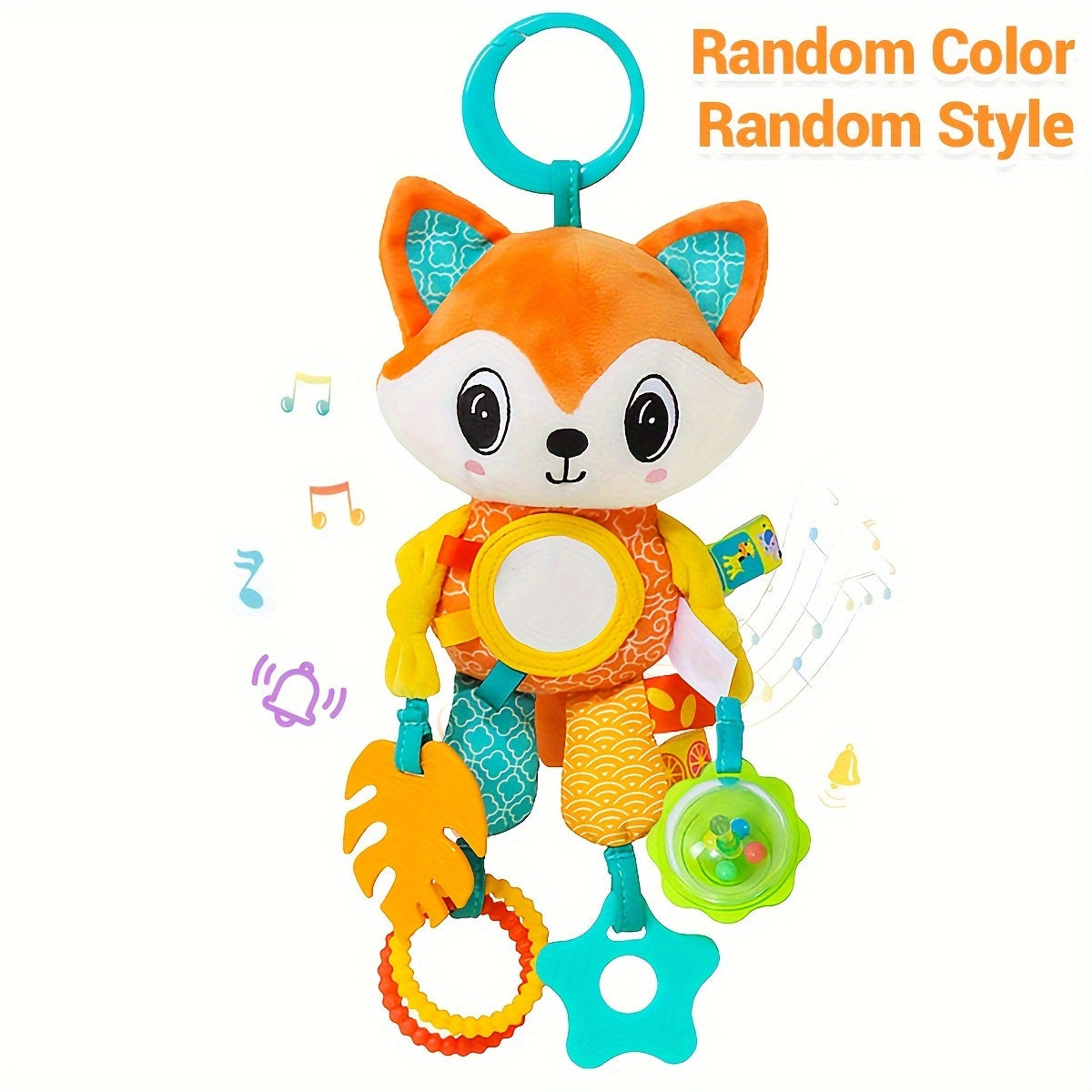 Adorable Cartoon Animal Crib Hanging Rattle Toy with Ringing Bell - Perfect for Youngsters 0-3 Years, Stroller & Car Seat Accessory, Random Color