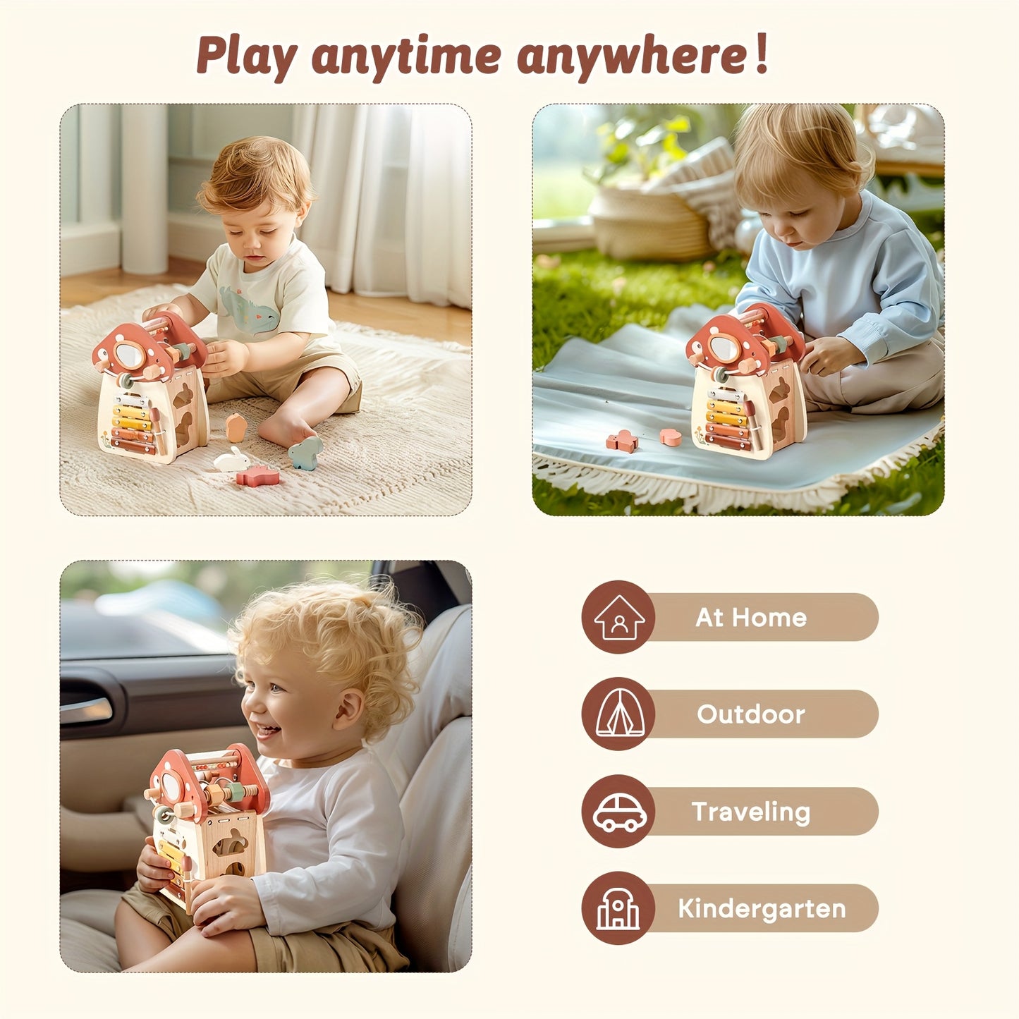 Multi-functional Mushroom Five-in-One Toy Set for Cognitive Development and Hand-Eye Coordination