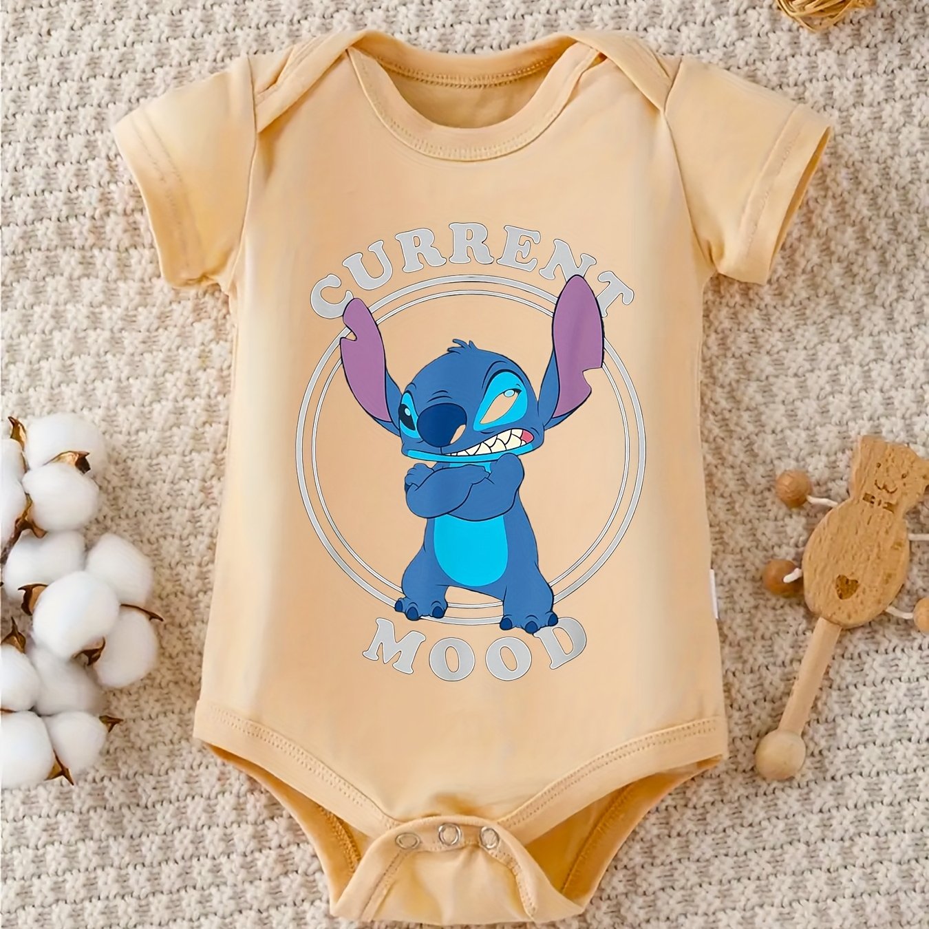 Disney Lilo and Stitch Angry Stitch Baby Crawl Clothes 100 Percent Cotton Perfect for Outdoor