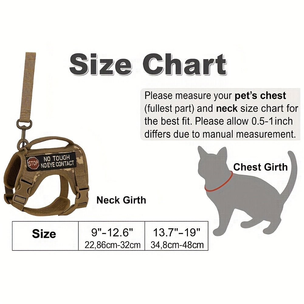 Tactical Pet Harness Vest for Cats and Small Dogs Adjustable Reflective Outdoor Safety Gear