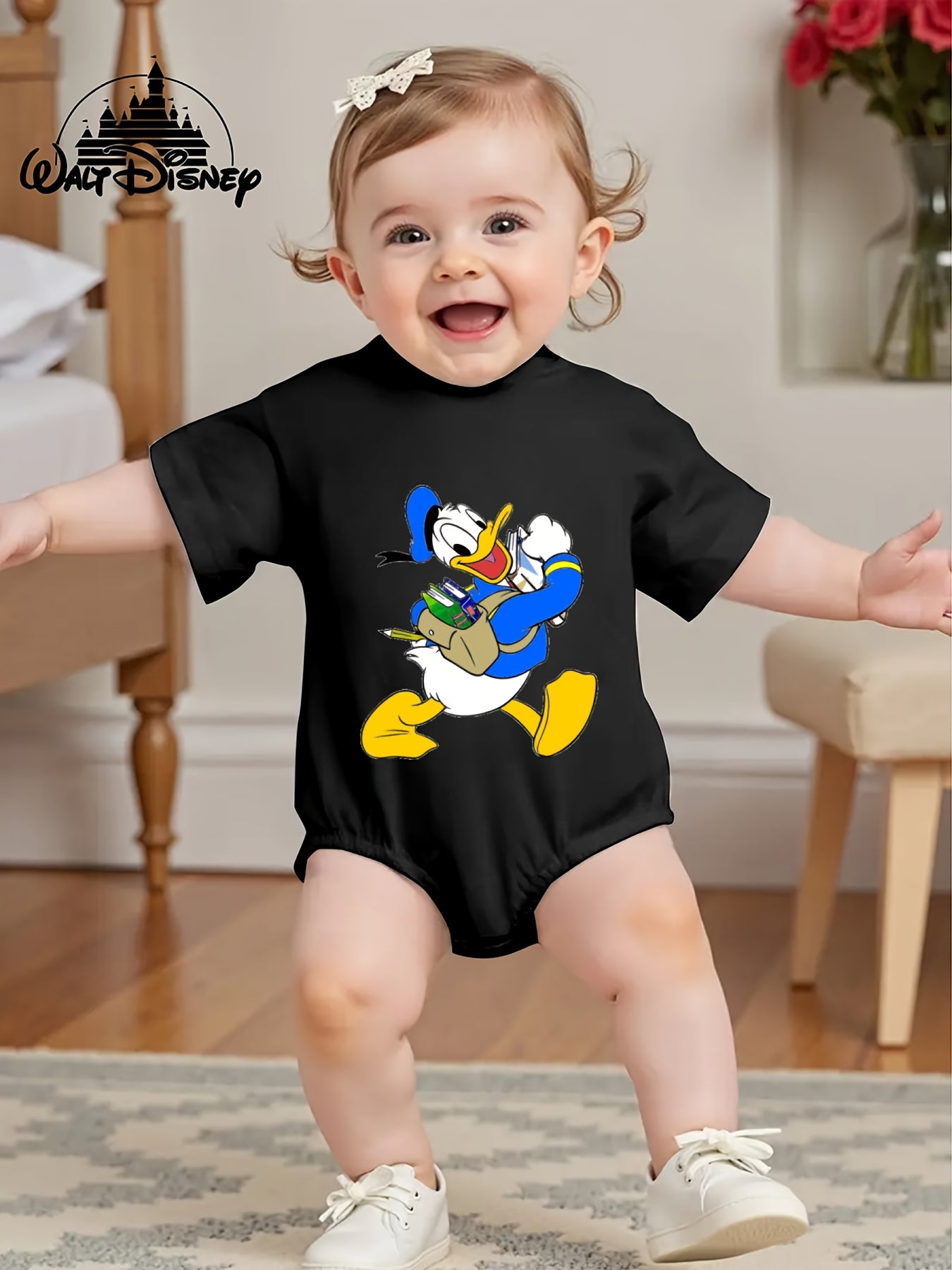 Donald Duck Printed Baby Onesie for Kids Cute Cartoon Design Short Sleeve Cotton Fit