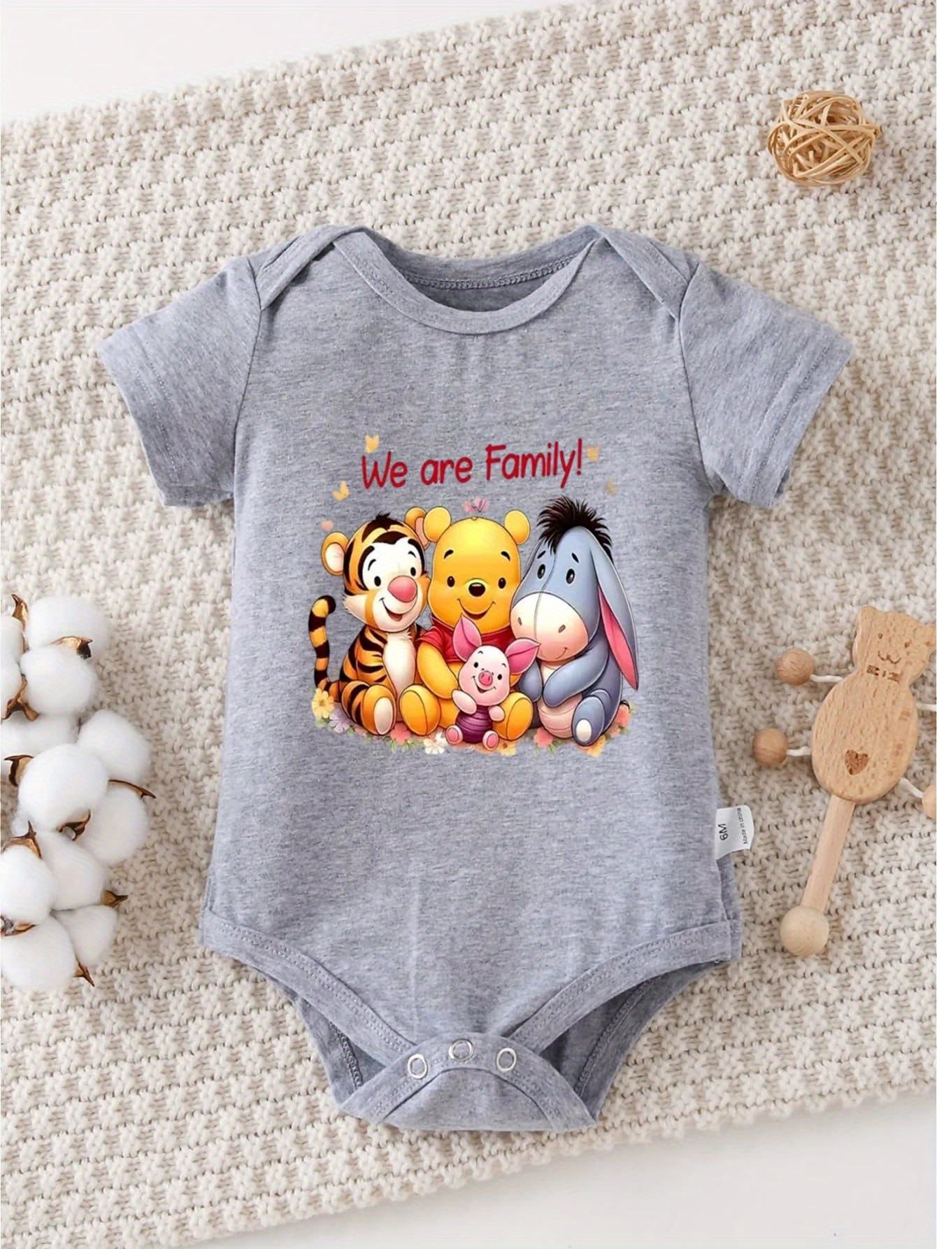 Disney Winnie the Pooh Tigger Piglet Eeyore Baby Bodysuit Summer Romper 100 Percent Cotton