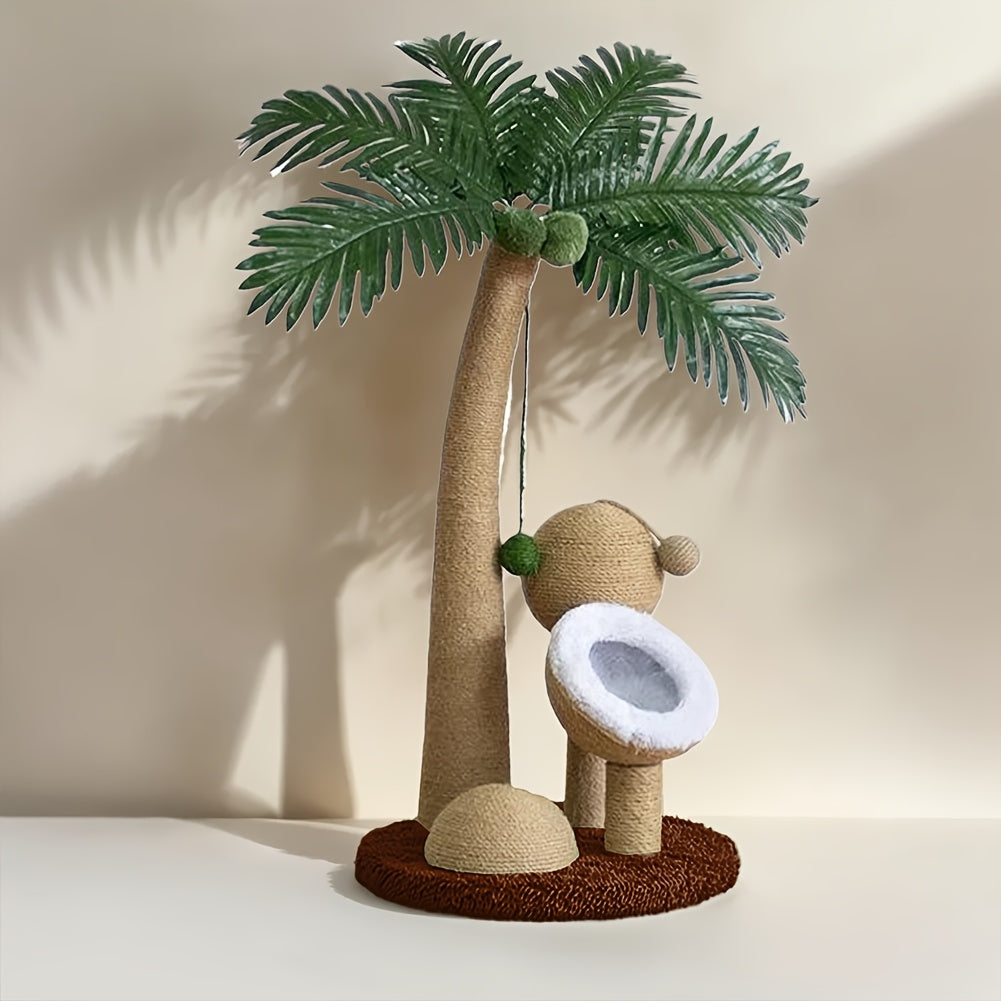 Tropical Palm Tree Cat Tower with Cozy Cat House and Sisal Rope Scratching Post