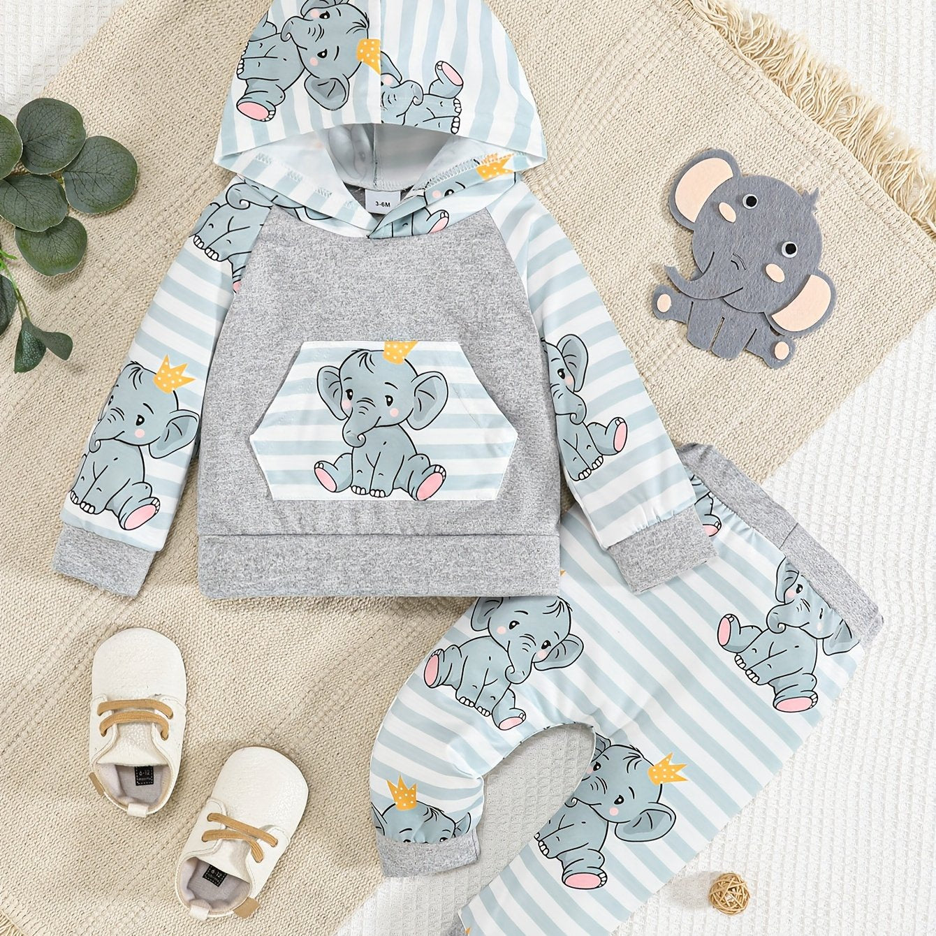 Baby clothing two-piece fall and winter clothes hooded top and pants