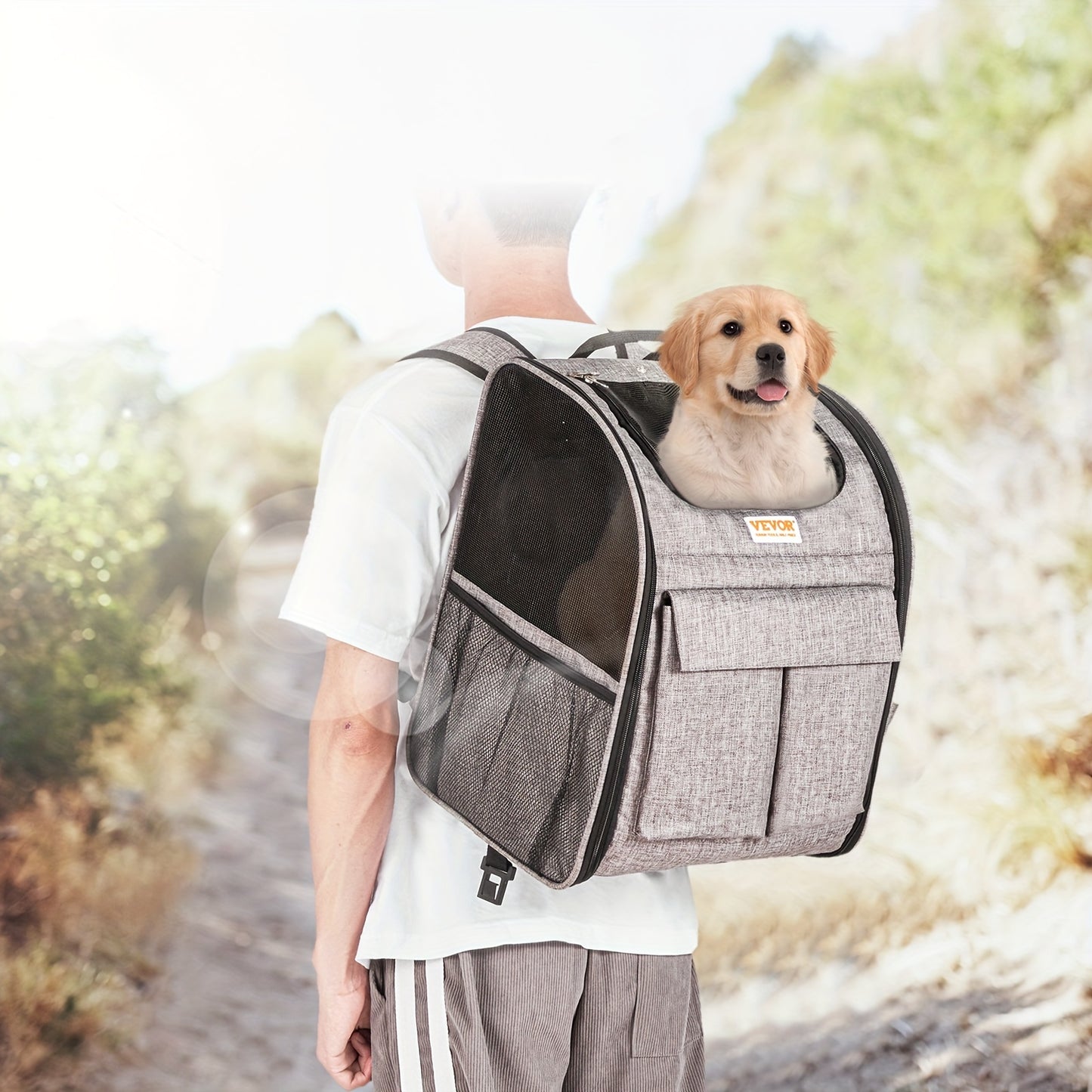 VEVOR Rolling Pet Carrier Backpack - With Removable Wheels For Under 18LBS, Large Soft Sided Wheeled Dog Carrier Cat Travel Carrier Airline Approved For Small Dogs And Medium Cats With Upgraded Wheels - For Pet Owners - Suita