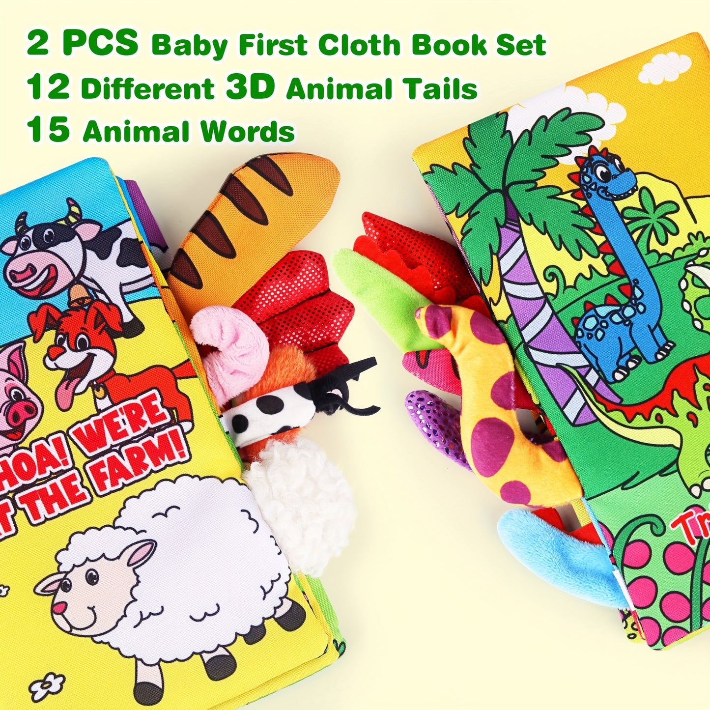 Vanmor Soft Baby Crinkle Cloth Books Set for Infants with Forest Ocean and Dinosaur Themes