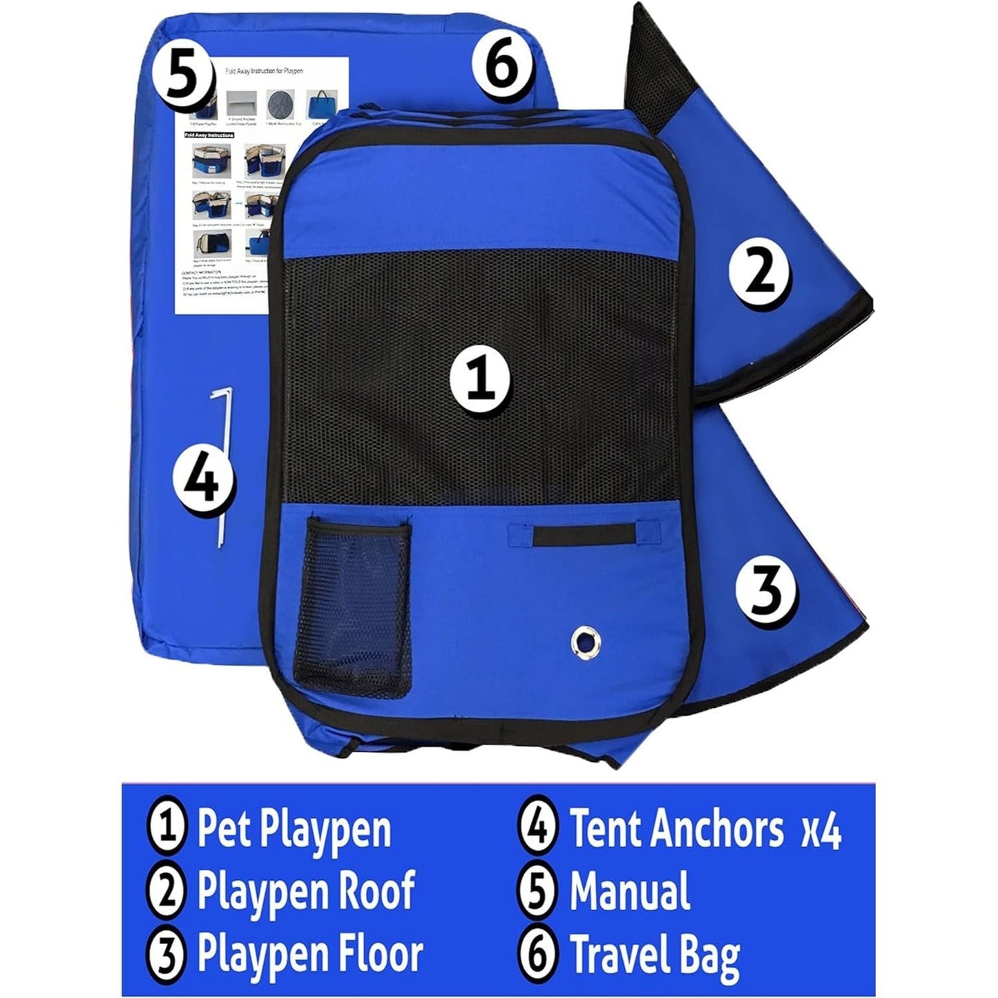 Portable Pet Playpen 45 Inch Large Puppy Kennel for Dogs and Cats Easy Storage Design