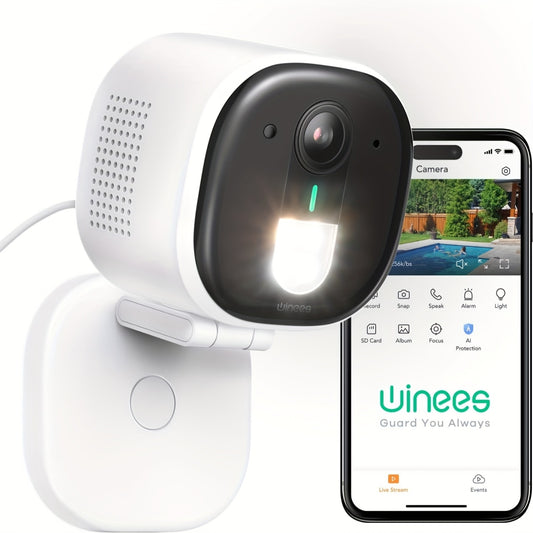 2K Wired Outdoor Security Cameras with Night Vision and AI Detection for Home Safety
