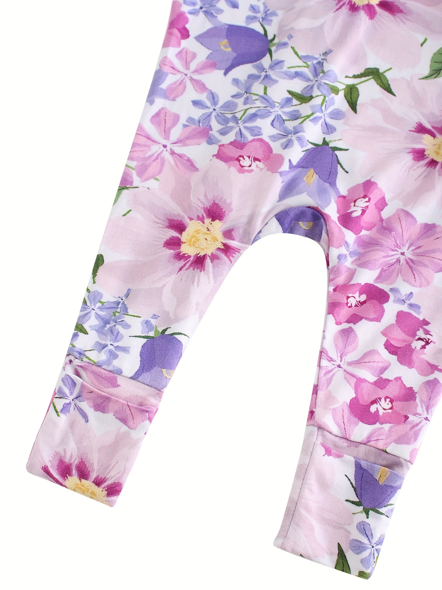 Ship From US, POSHTOT Morning Glory Print Bamboo Fiber Baby Long Sleeve Pants Tights. Comfortable Fit, Cute, Baby Two-way Zip-up Onesie With Folding Feet And Mittens For Ages 0-2. Casual Outdoor Jumpsuit For Babies.Children'S