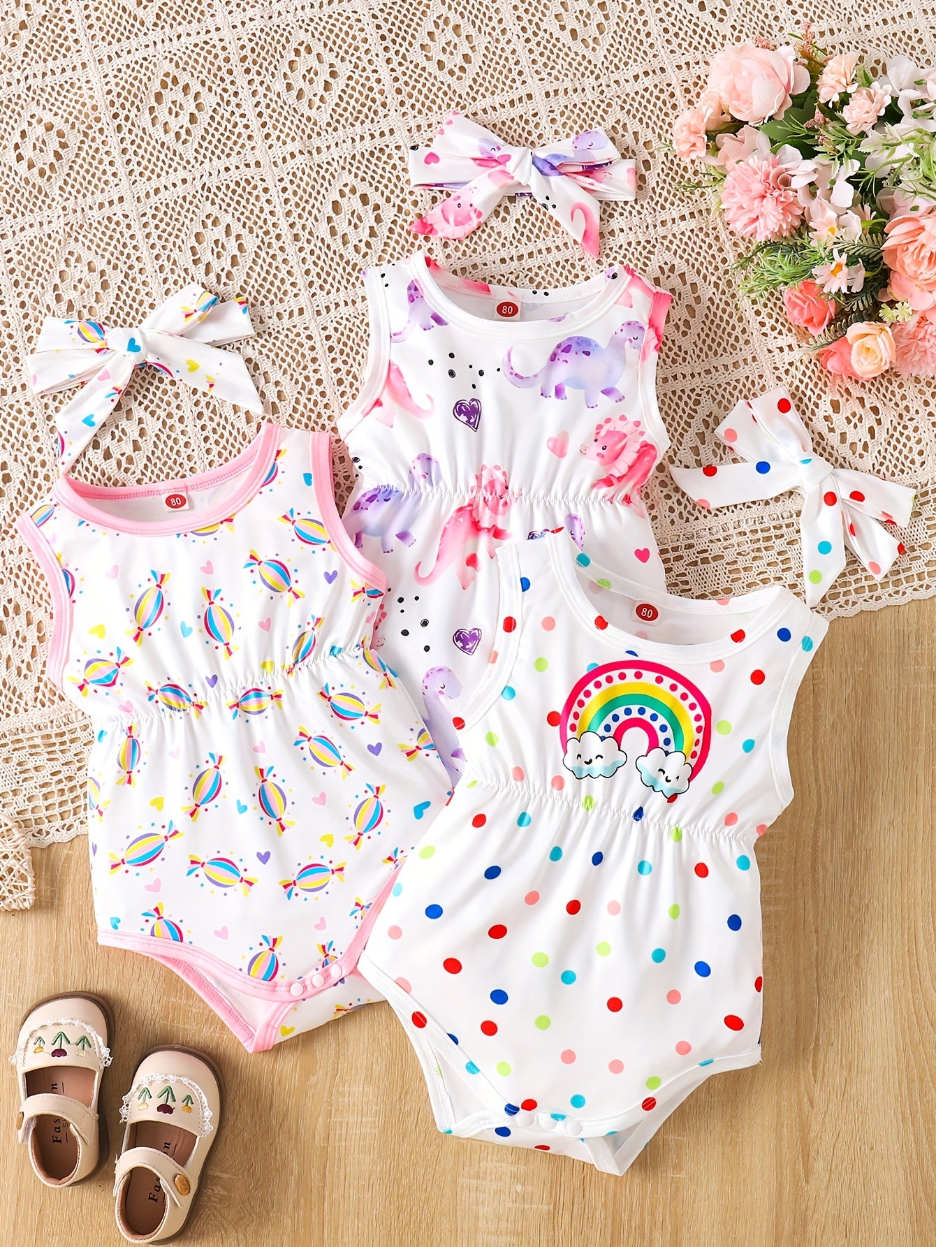 Girls Sleeveless Tank Top and Headband Set 0 to 18 Months